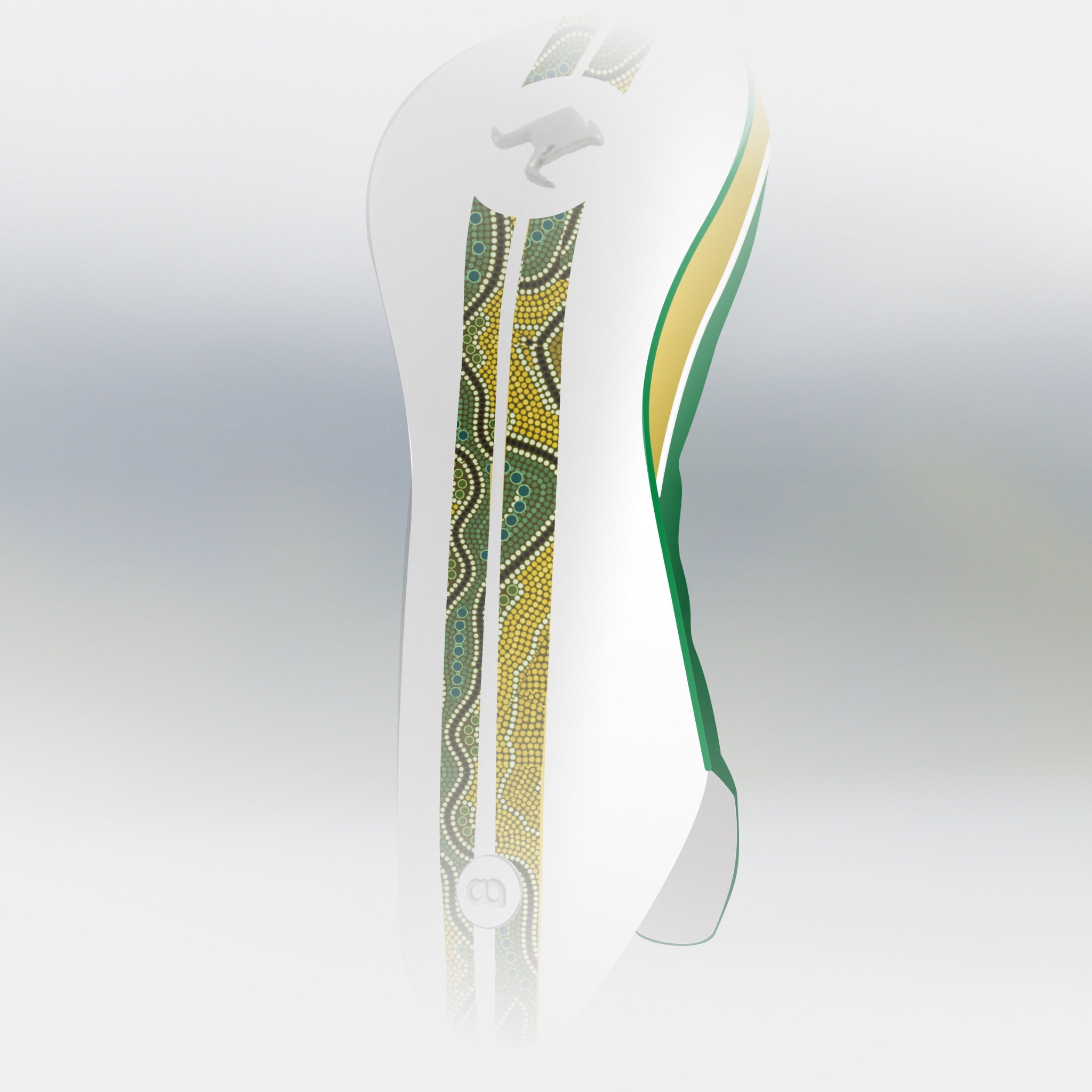 Australia white, golfd and green leather golf club (driver) headcover by David Alexander