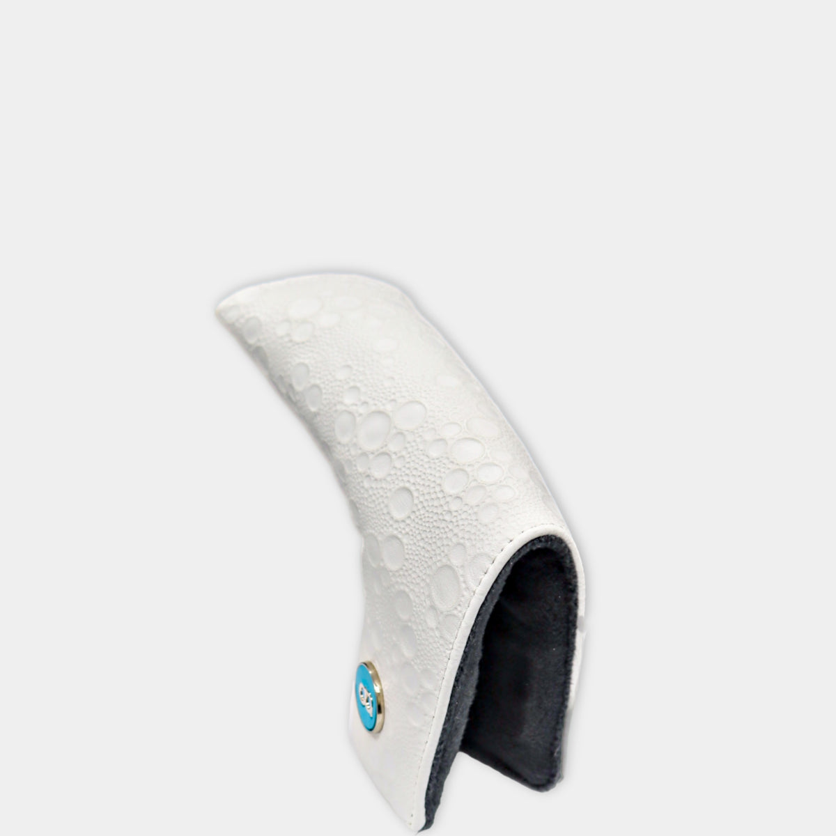 White leather moon' emboss putter golf club replacement headcover. Golf gift for women. Designer golf accessory. Waterproof.