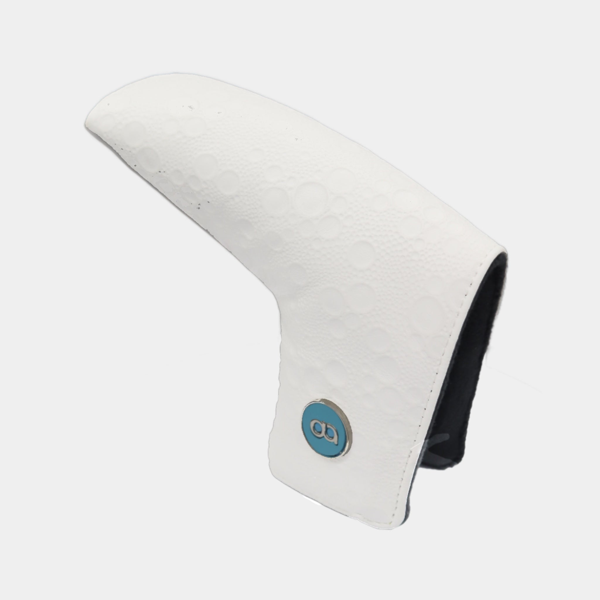 White leather moon' emboss putter golf club replacement headcover. Golf gift for women. Designer golf accessory. Waterproof.