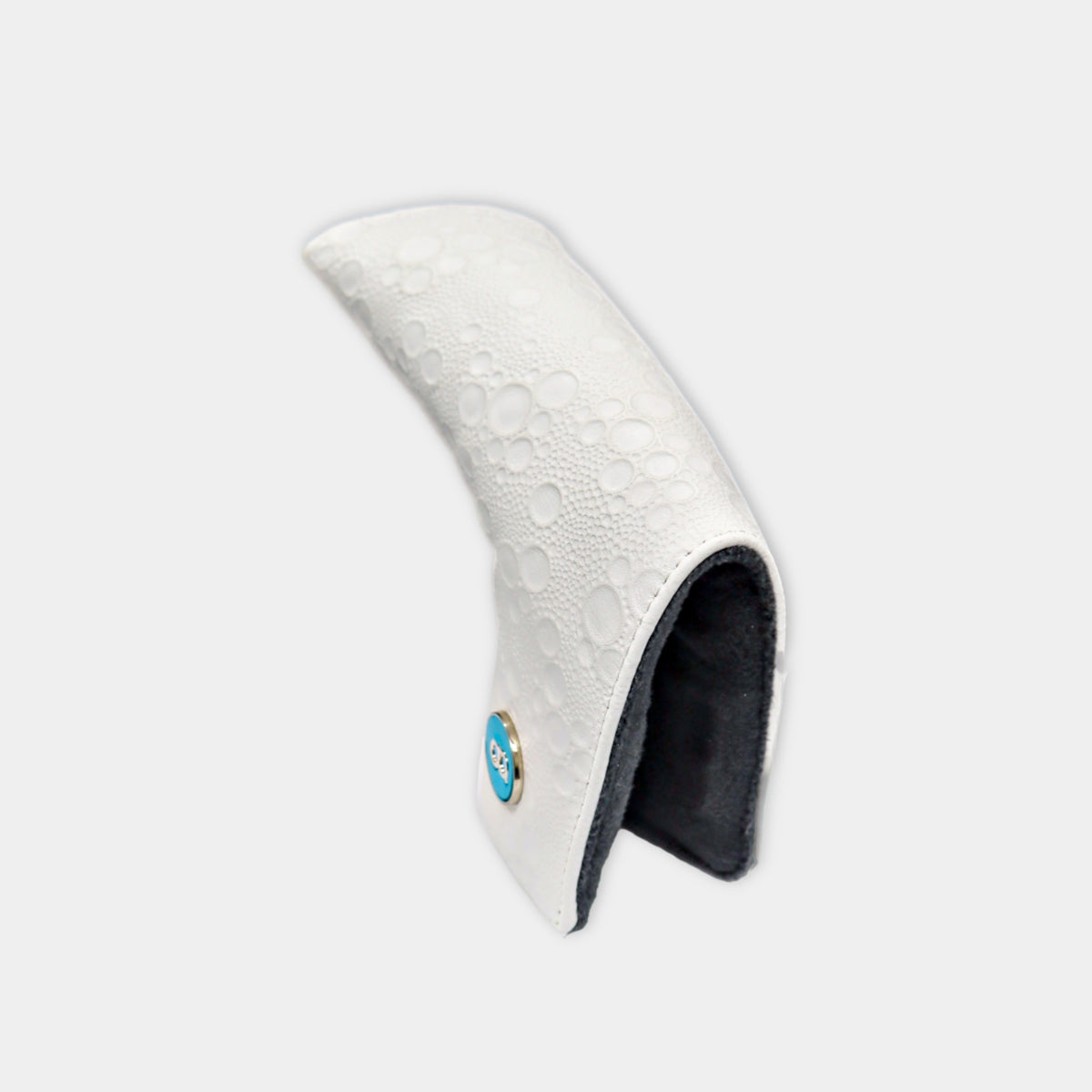 White leather moon' emboss putter golf club replacement headcover. Golf gift for women. Designer golf accessory. Waterproof.