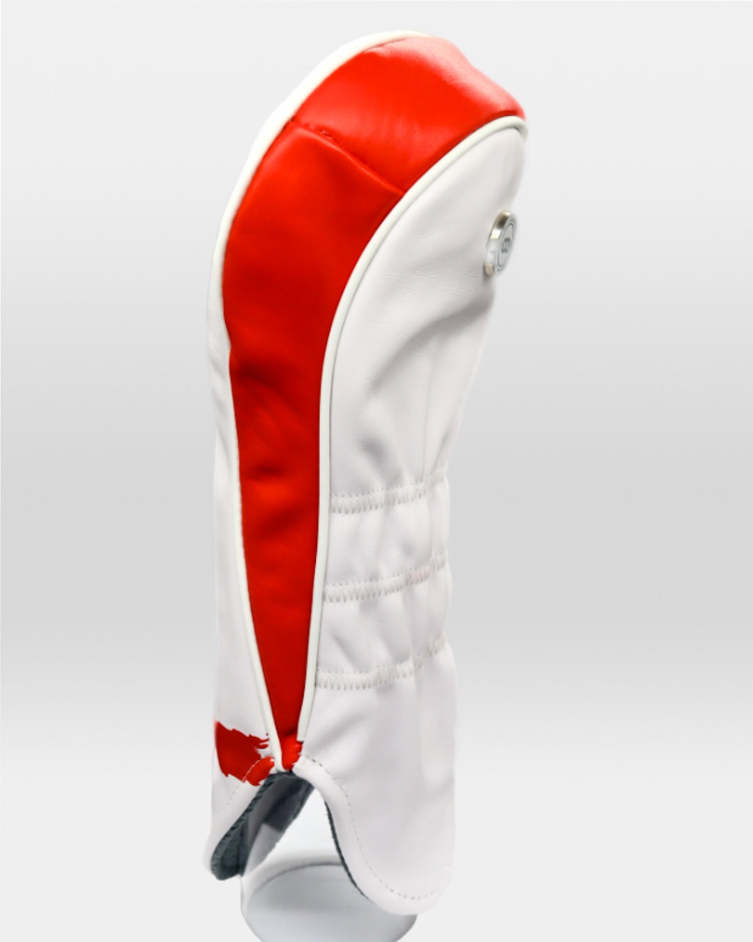 England leather putter golf club replacement headcover. White with red graphic print. Golf gift for men /women. Designer golf accessory. Waterproof. Digital print. Customisable.