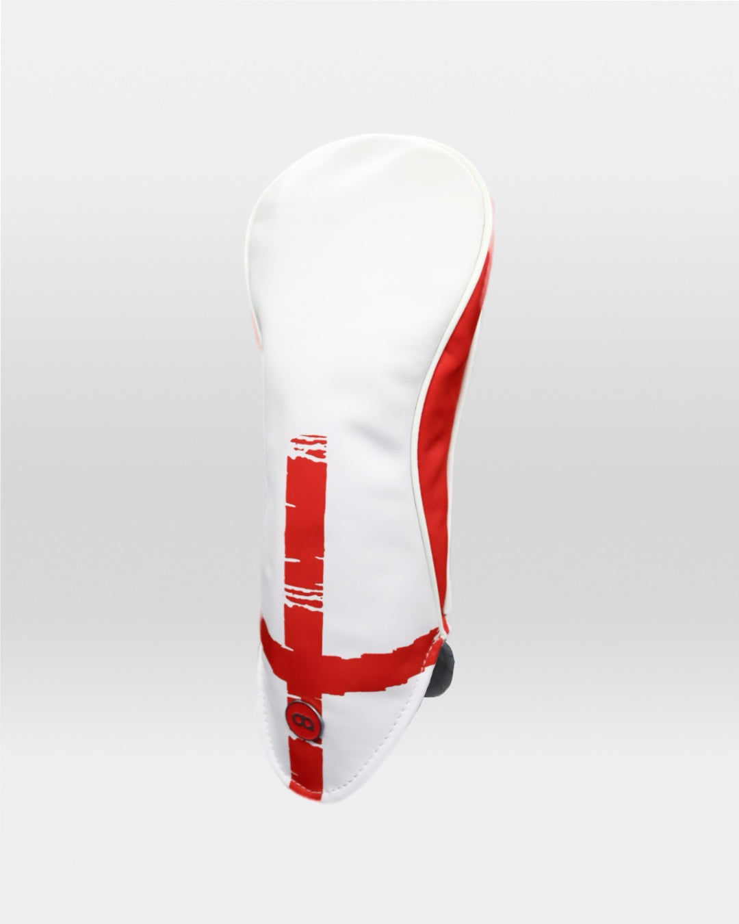 England leather fairway golf club replacement headcover. White with red graphic print. Golf gift for men /women. Designer golf accessory. Waterproof. Digital print. Customisable.