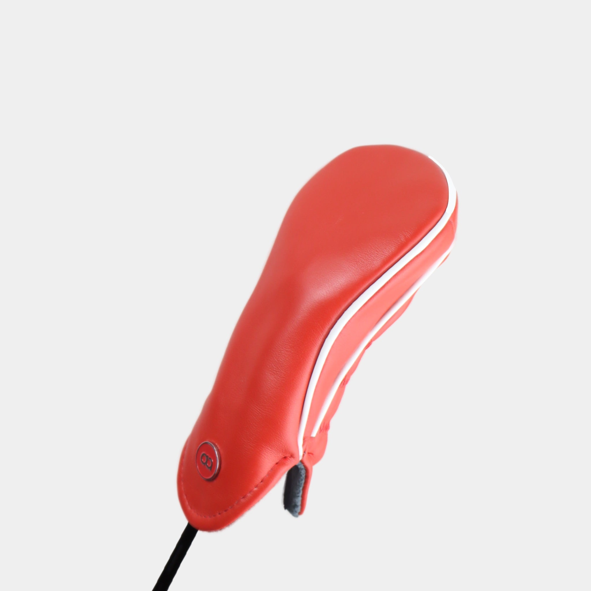 Red and white leather hybrid golf club replacement headcover. Golf gift for men /women. Designer golf accessory. Waterproof.