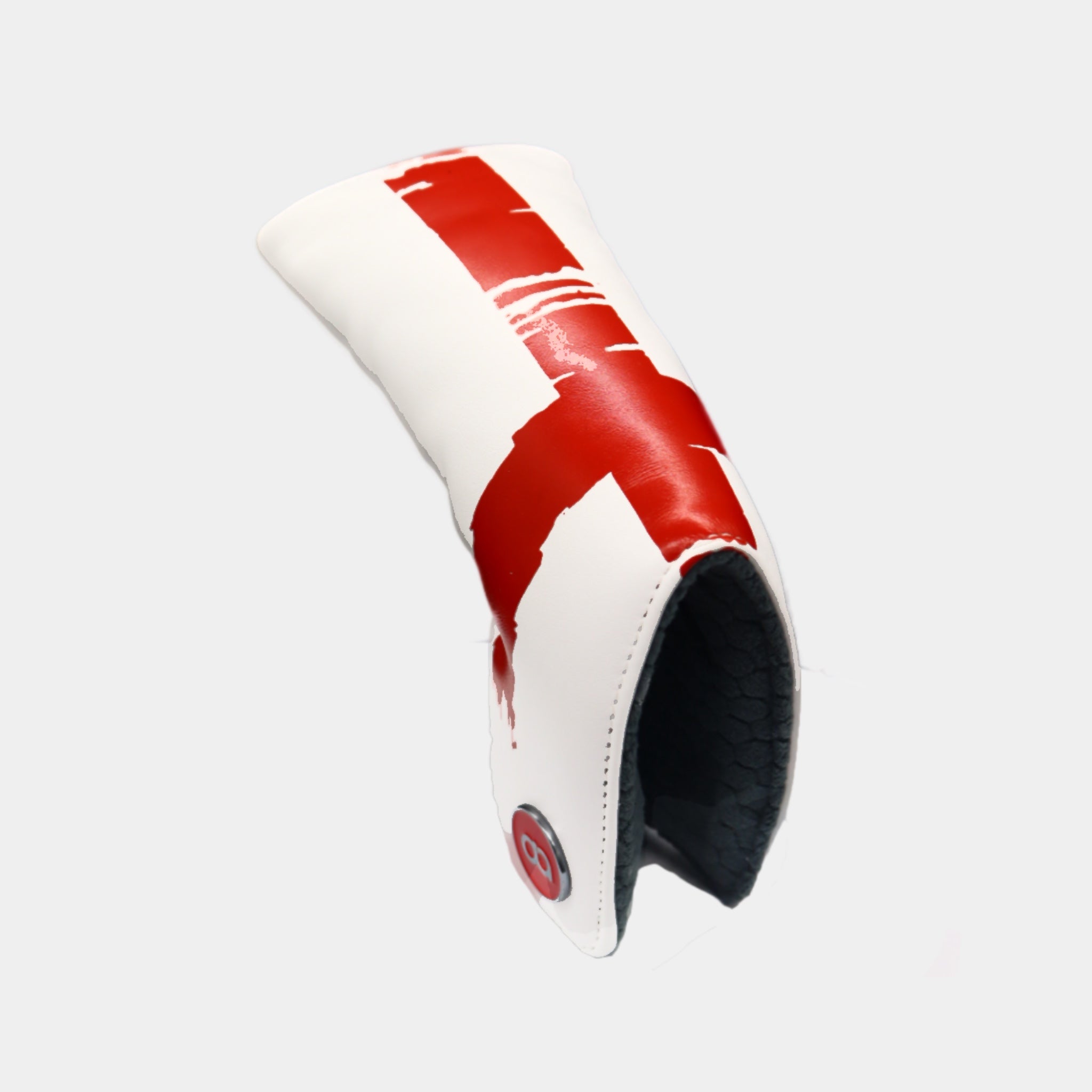 England leather putter golf club replacement headcover. Red and white, Golf gift for men /women. Designer golf accessory. Waterproof. Digital print.