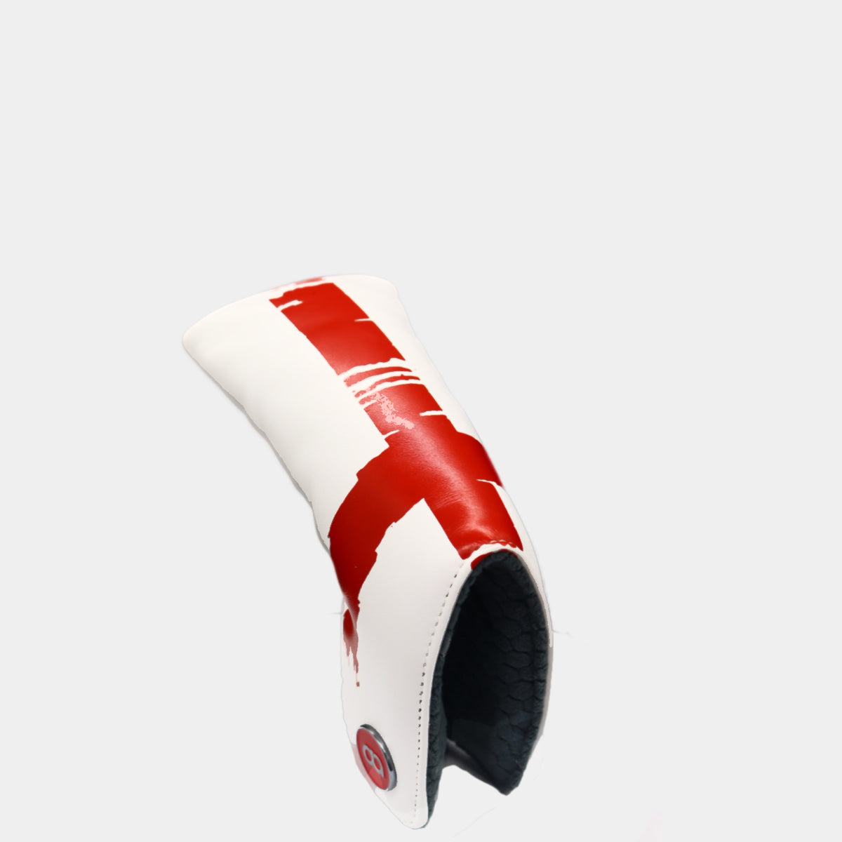 England leather putter golf club replacement headcover. Red and white, Golf gift for men /women. Designer golf accessory. Waterproof. Digital print.