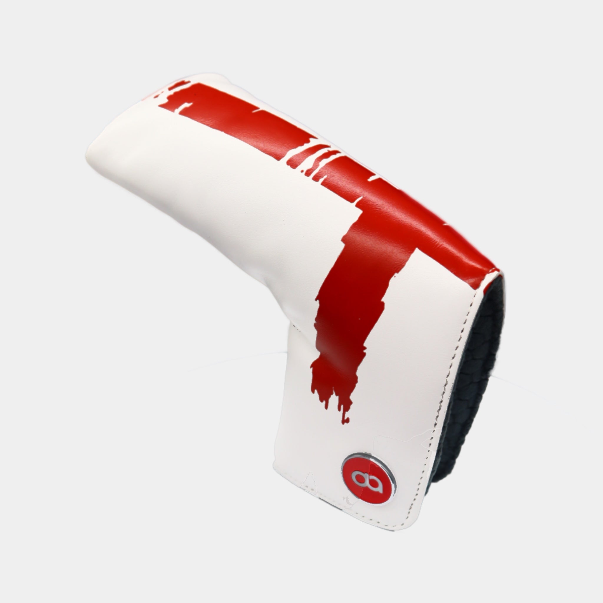 England leather putter golf club replacement headcover. Red and white, Golf gift for men /women. Designer golf accessory. Waterproof. Digital print.