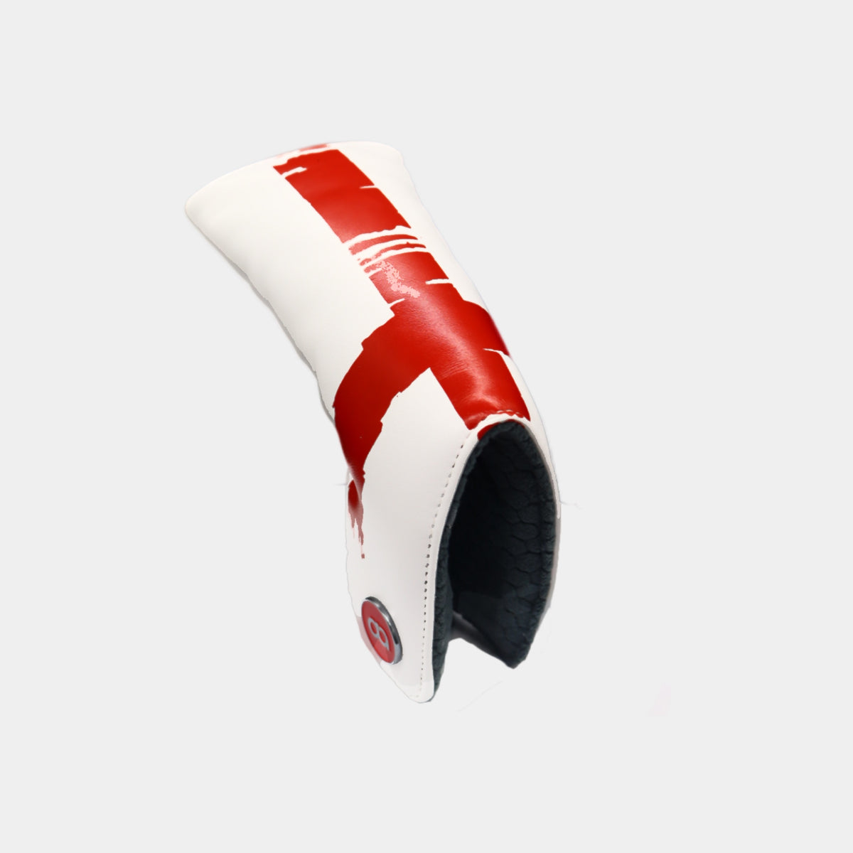 England leather putter golf club replacement headcover. Red and white, Golf gift for men /women. Designer golf accessory. Waterproof. Digital print.