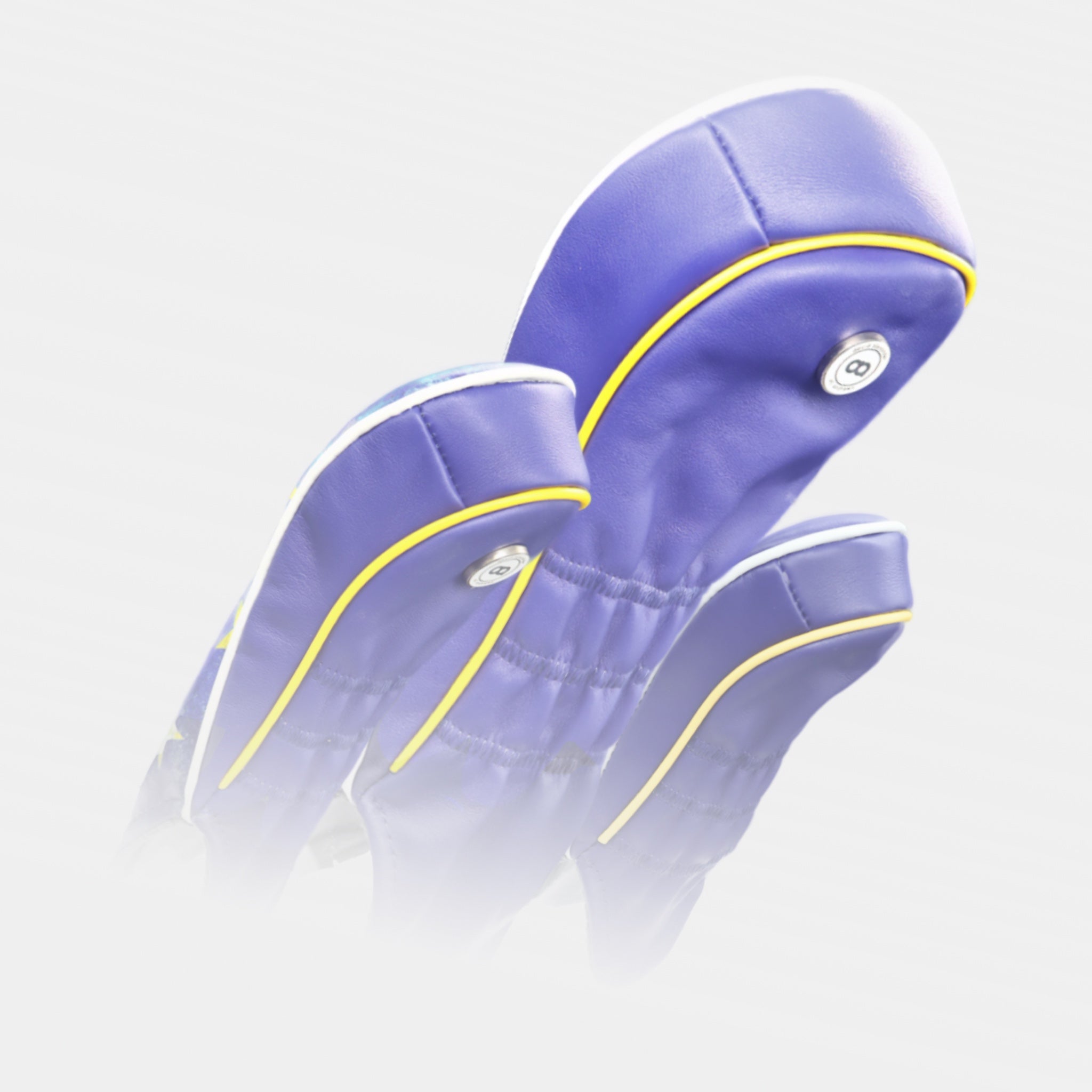 A set of blue European leather golf club headcovers with by Dave Alexander
