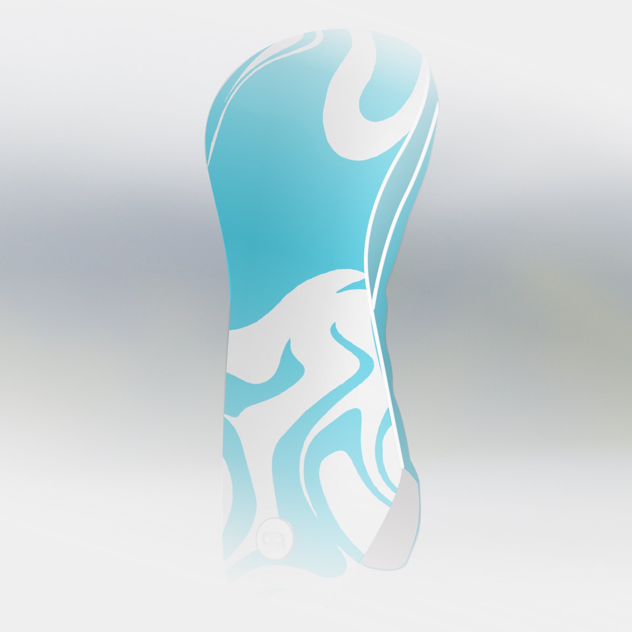 Aqua blue leather driver headcover with swirl design by David Alexander.