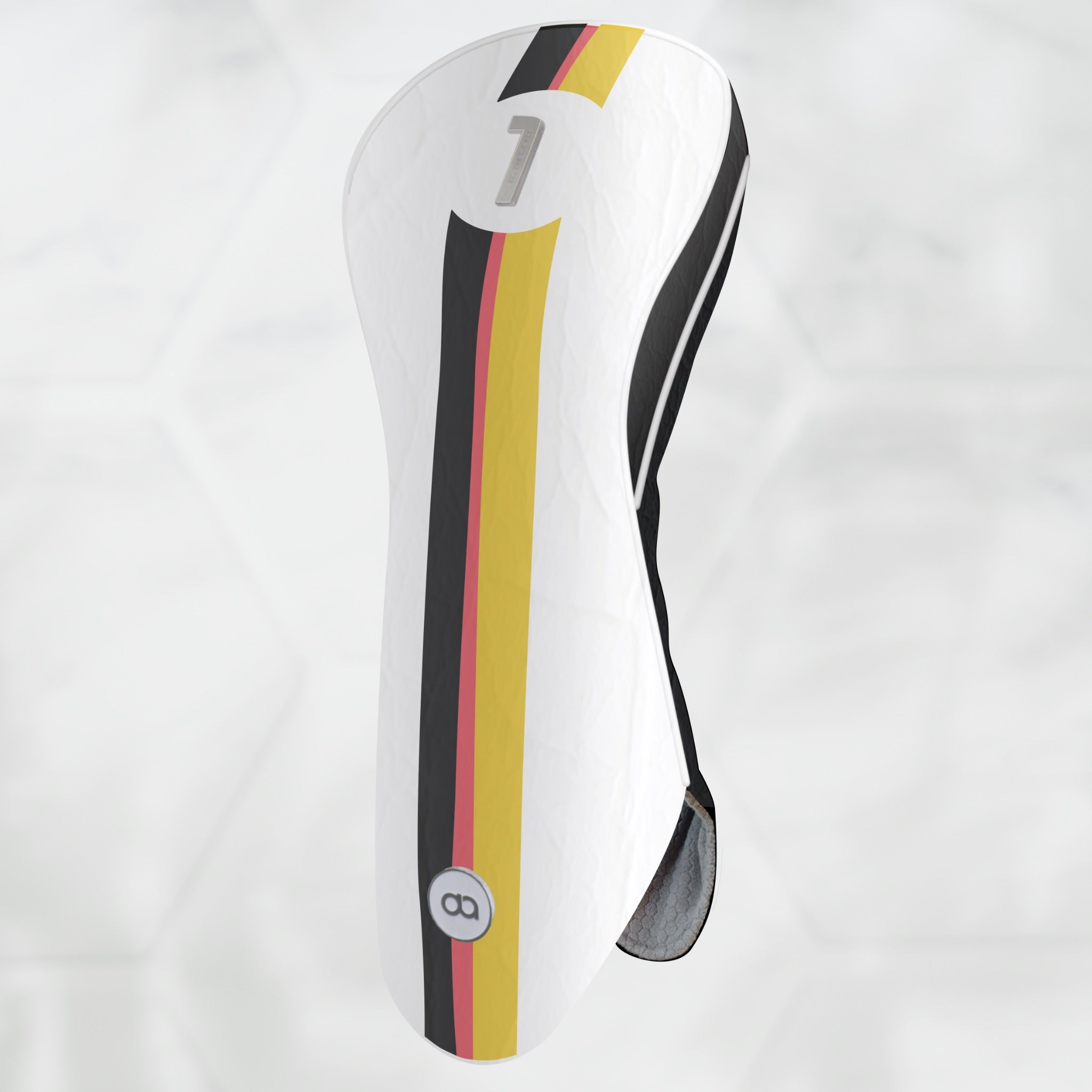 Germnay white, and black leather golf club (driver) headcover by David Alexander