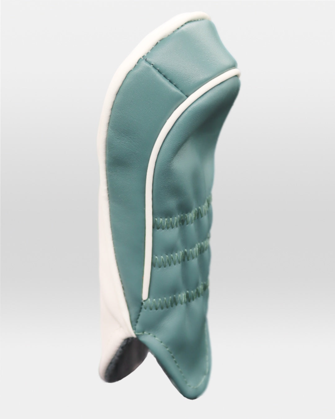 White and teal green henna leather headcover by David Alexander.