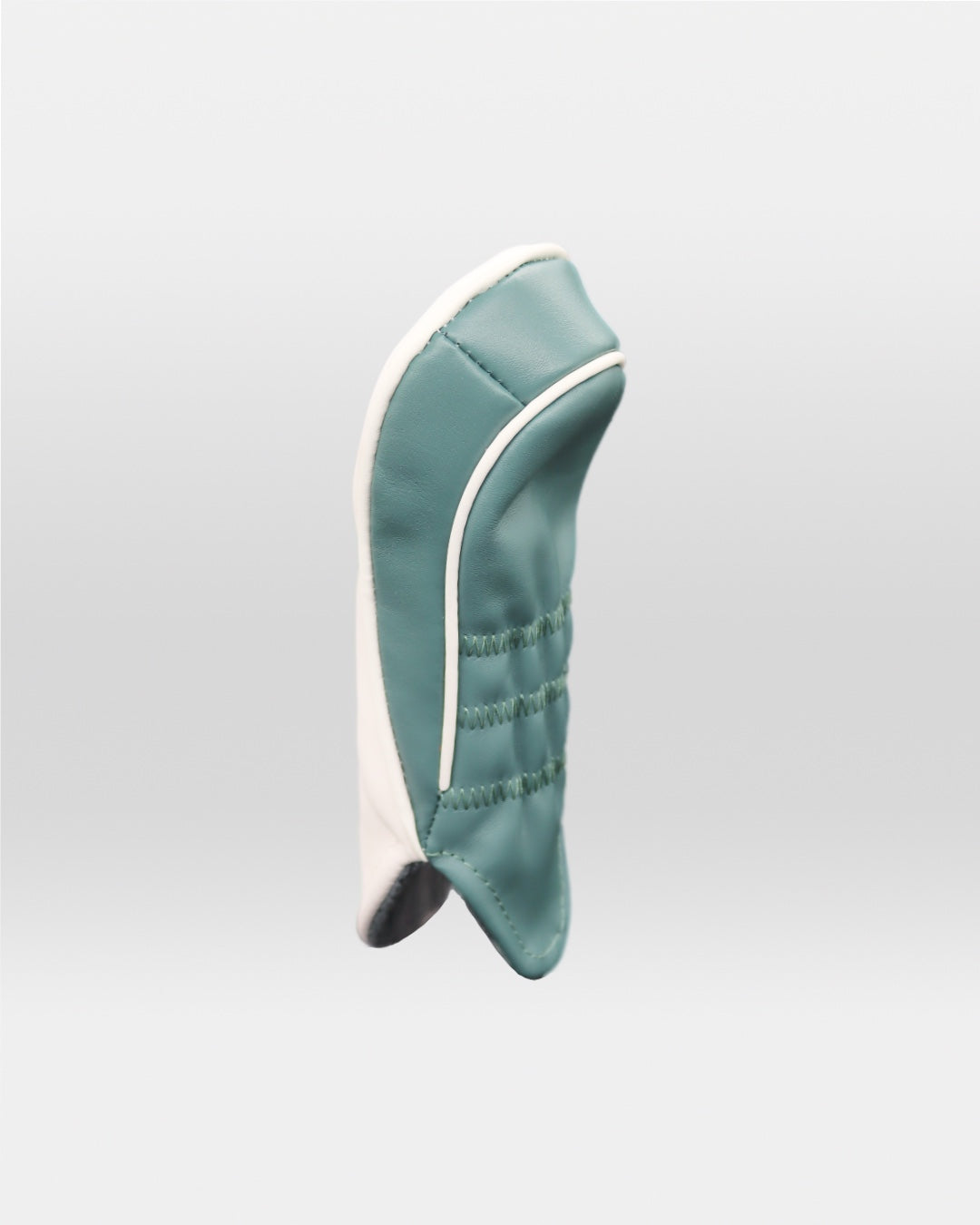 White and teal green henna leather headcover by David Alexander.