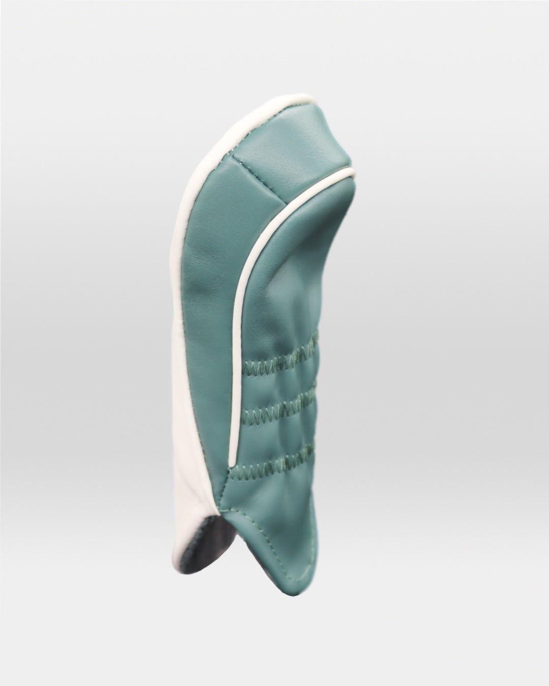 White and teal green henna leather headcover by David Alexander.