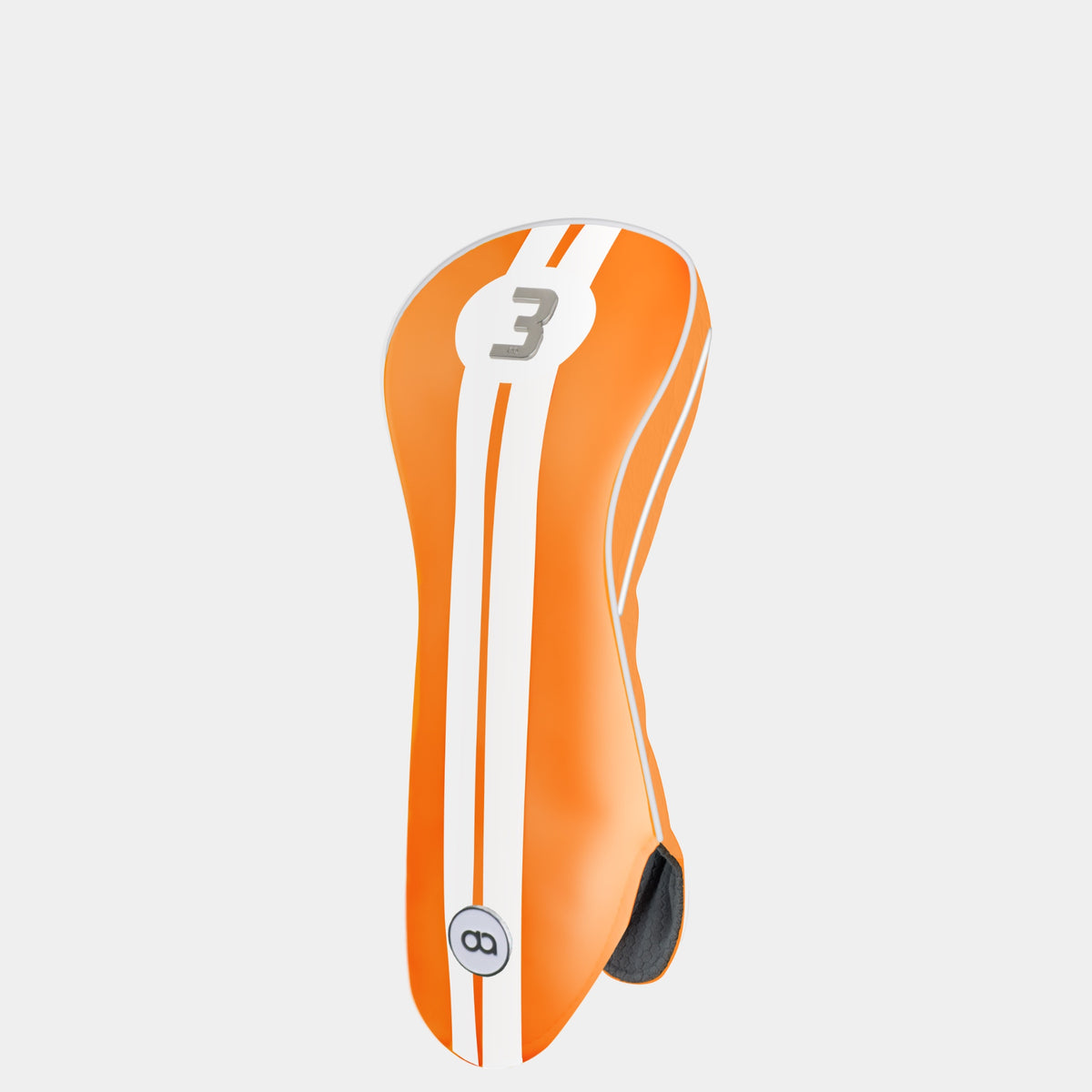 Netherlands orange leather golf club driver headcover with white stripes and a chrome No 1.