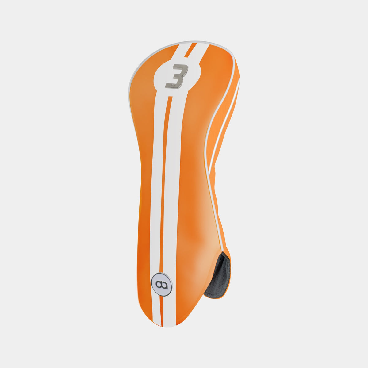 Netherlands orange leather golf club driver headcover with white stripes and a chrome No 1.