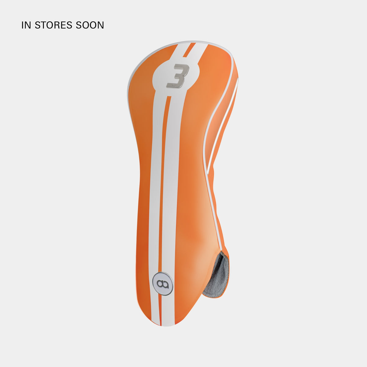 Netherlands orange leather golf club driver headcover with white stripes and a chrome No 1.