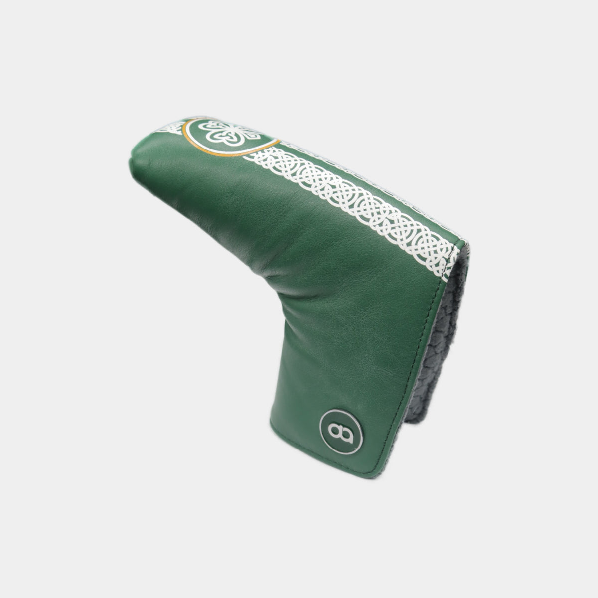 Ireland leather putter golf club replacement headcover. Green and white. Golf gift for men /women. Designer golf accessory. Waterproof. Digital print.