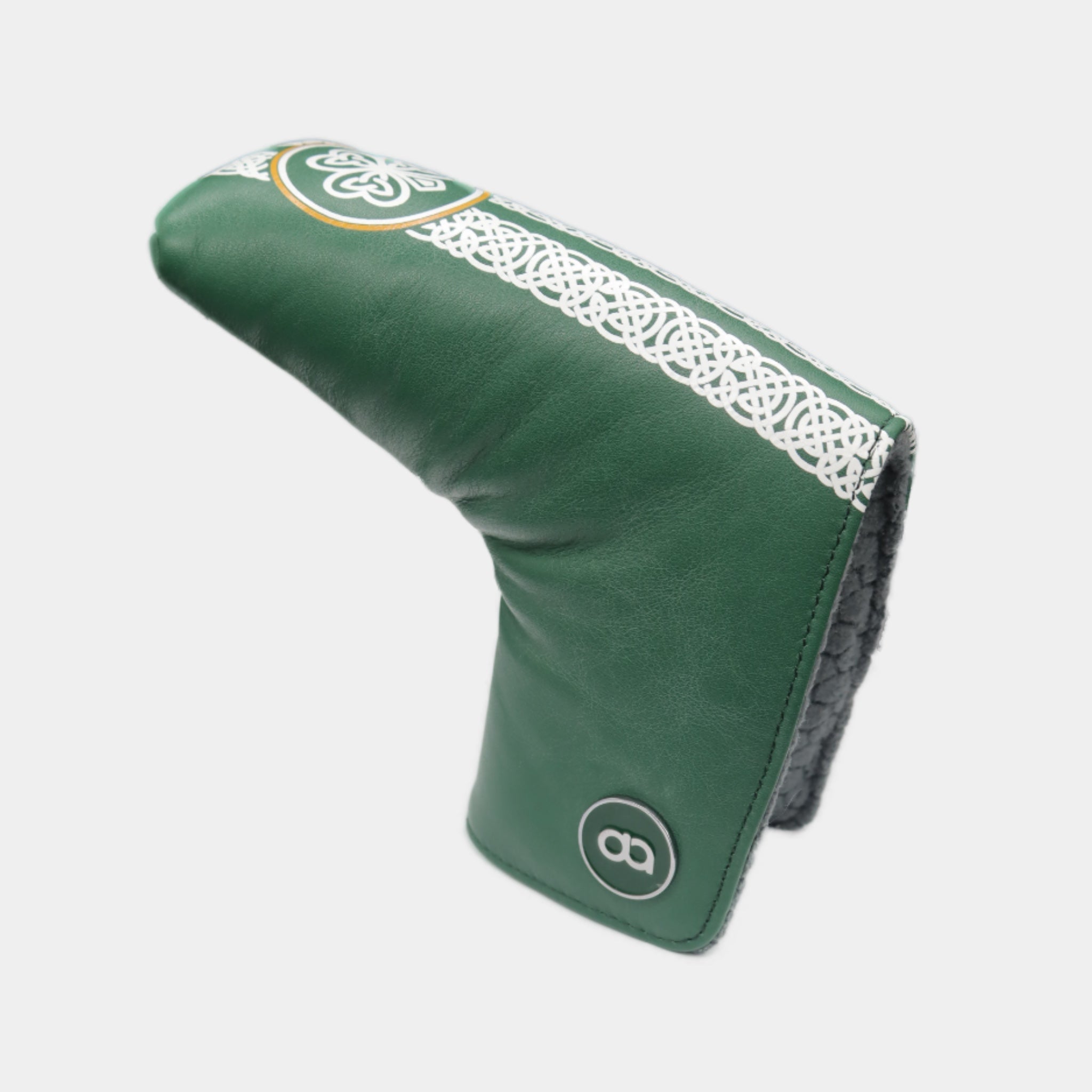Ireland leather putter golf club replacement headcover. Green and white. Golf gift for men /women. Designer golf accessory. Waterproof. Digital print.