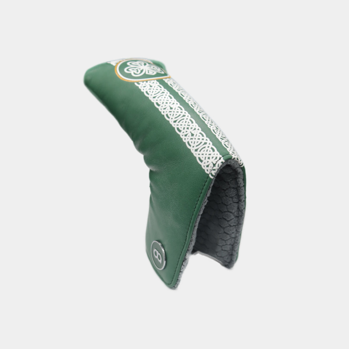 Ireland leather putter golf club replacement headcover. Green and white. Golf gift for men /women. Designer golf accessory. Waterproof. Digital print.