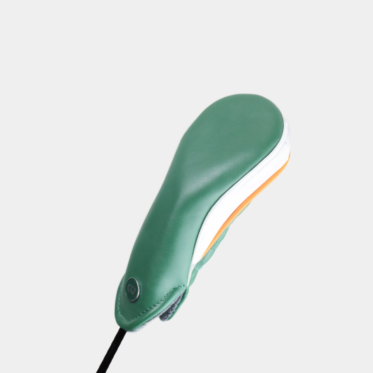 Ireland leather hybrid golf club replacement headcover. Green with white sides, Golf gift for men /women. Designer golf accessory. Waterproof. Chrome emblem. Customisable.