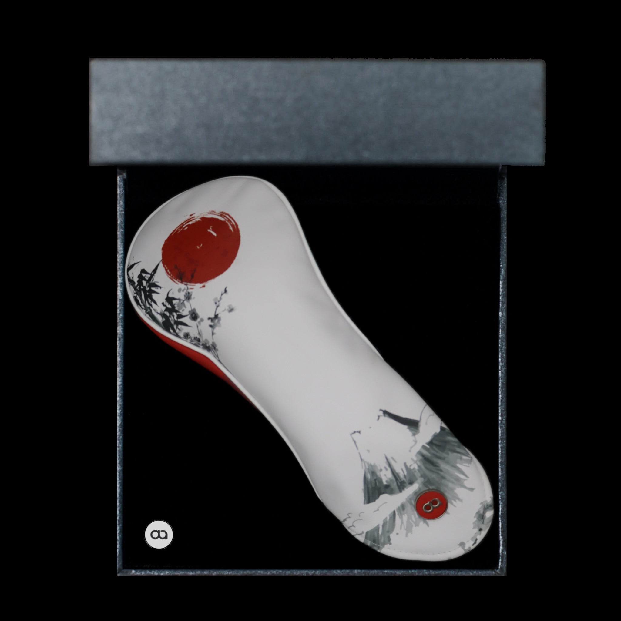 Japan white and red leather digital print headcover in black gift box