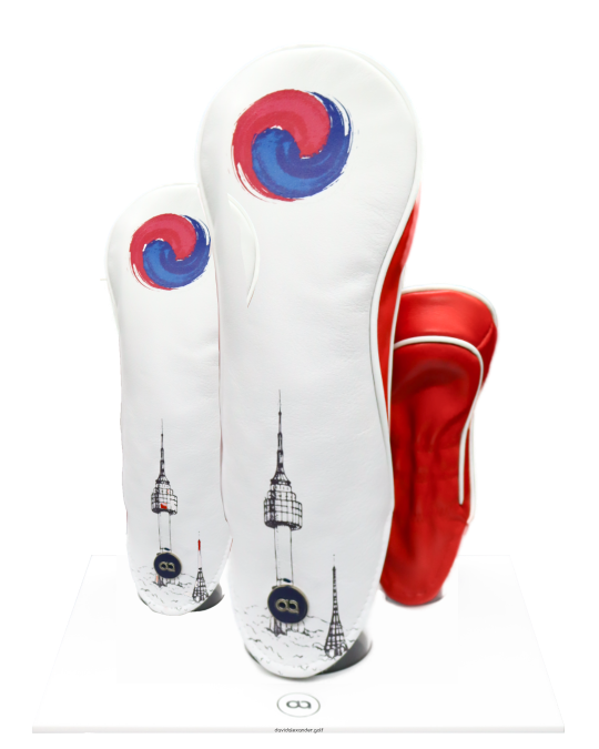 Korea white and red leather golf club headcover set by David Alexander