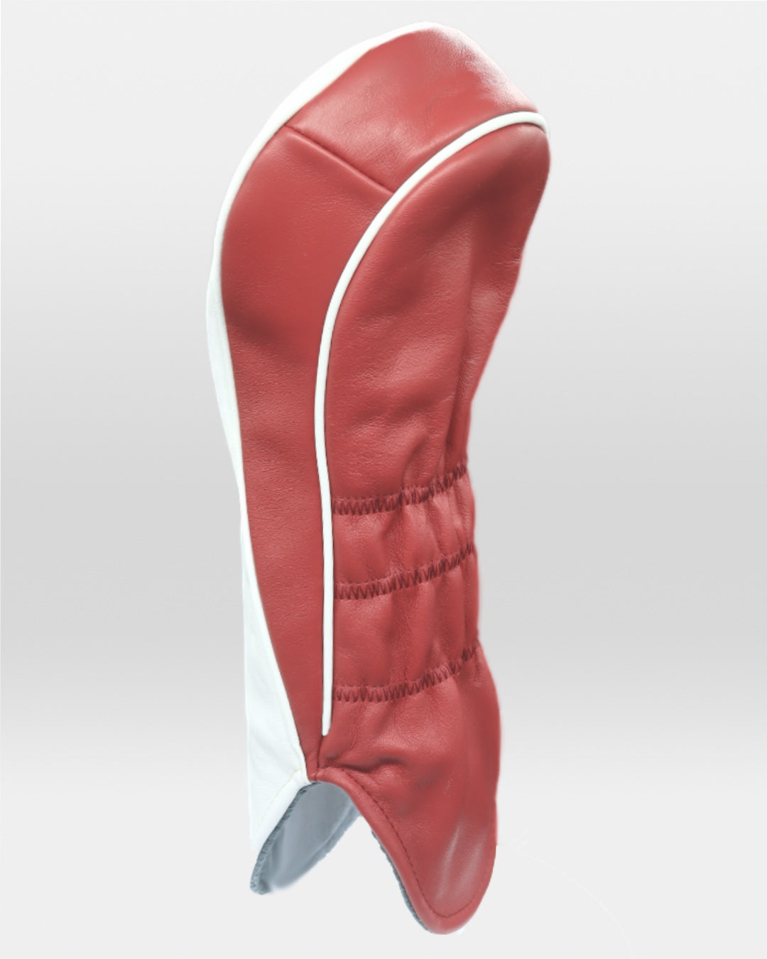 White and crimson red leather headcover by David Alexander.