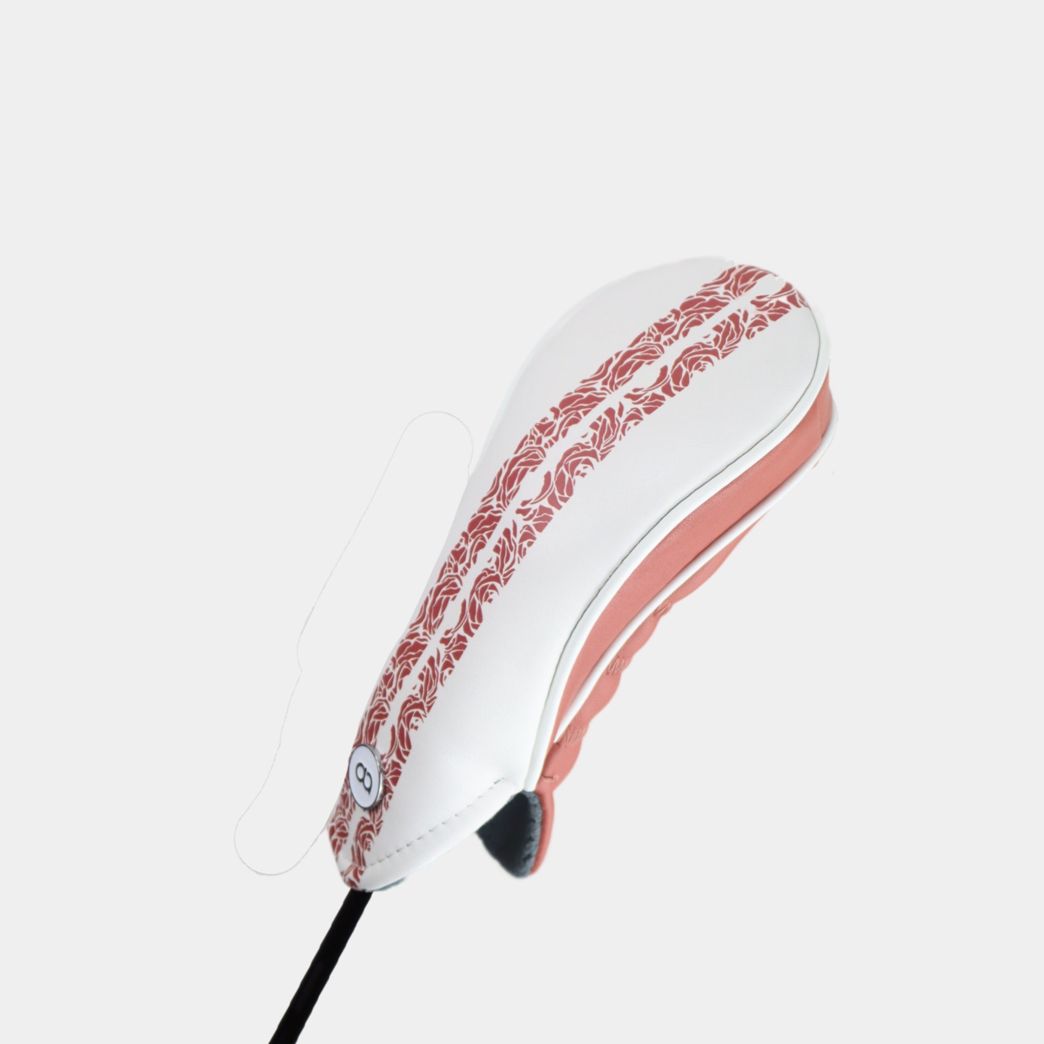 White and terracotta leather headcover by David Alexander