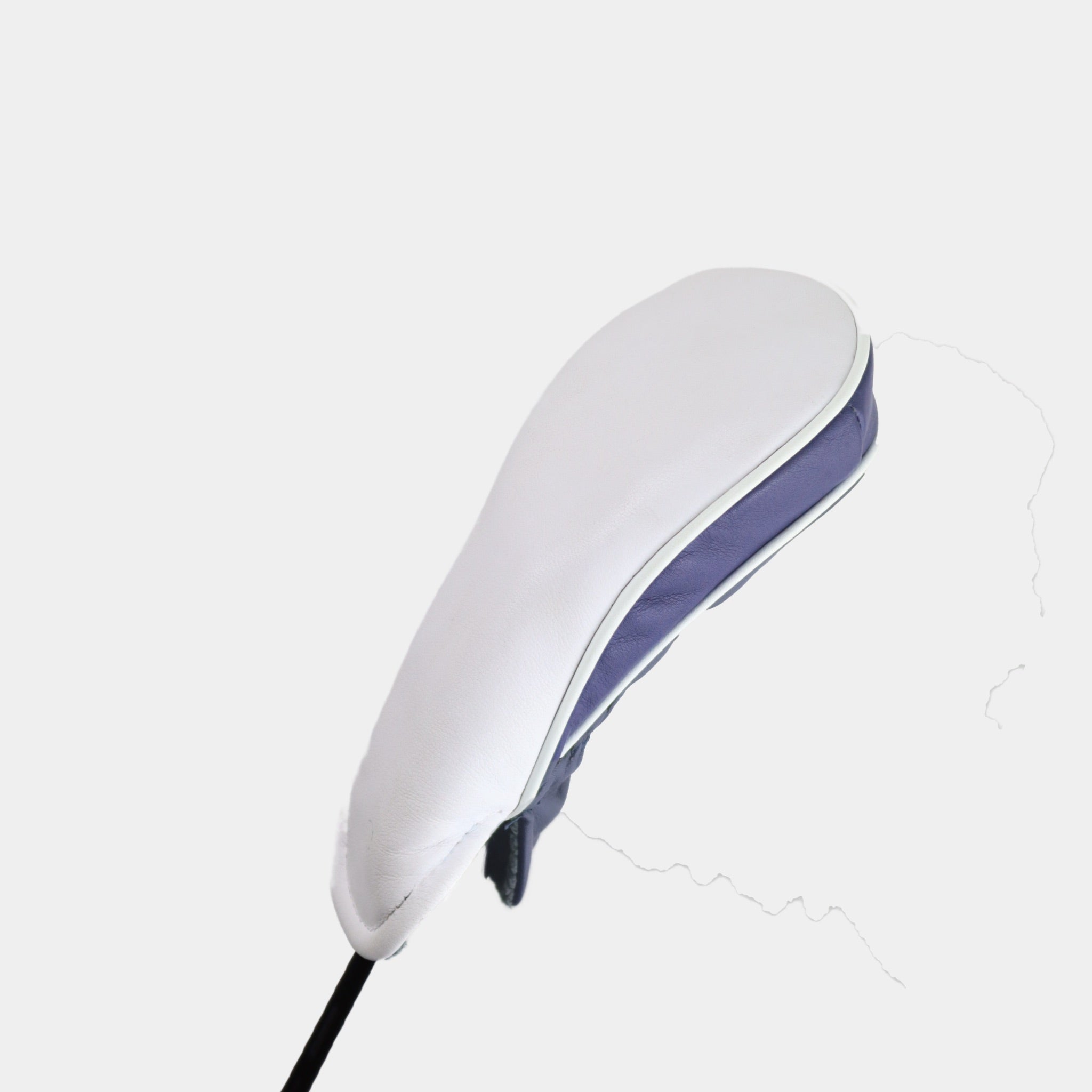White and navy leather hybrid golf club replacement headcover. Golf gift for men /women. Designer golf accessory. Waterproof.
