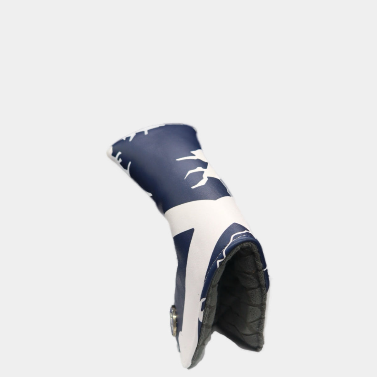 Scotland leather putter golf club replacement headcover. White and navy blue. Golf gift for men /women. Designer golf accessory. Waterproof. Digital print.