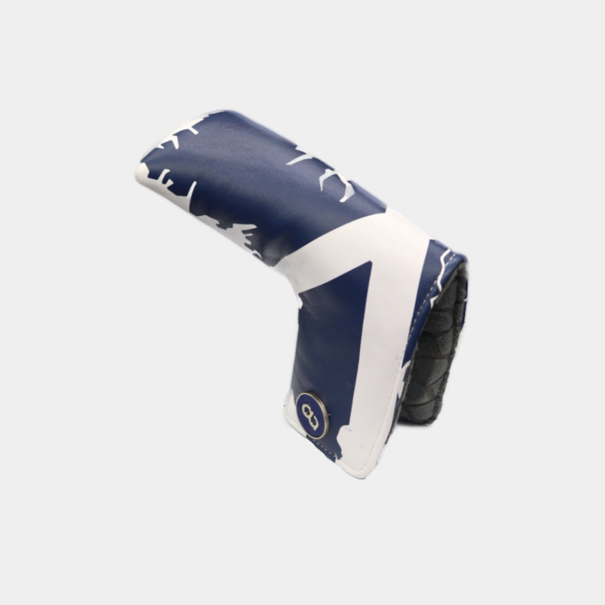 Scotland leather putter golf club replacement headcover. White and navy blue. Golf gift for men /women. Designer golf accessory. Waterproof. Digital print.