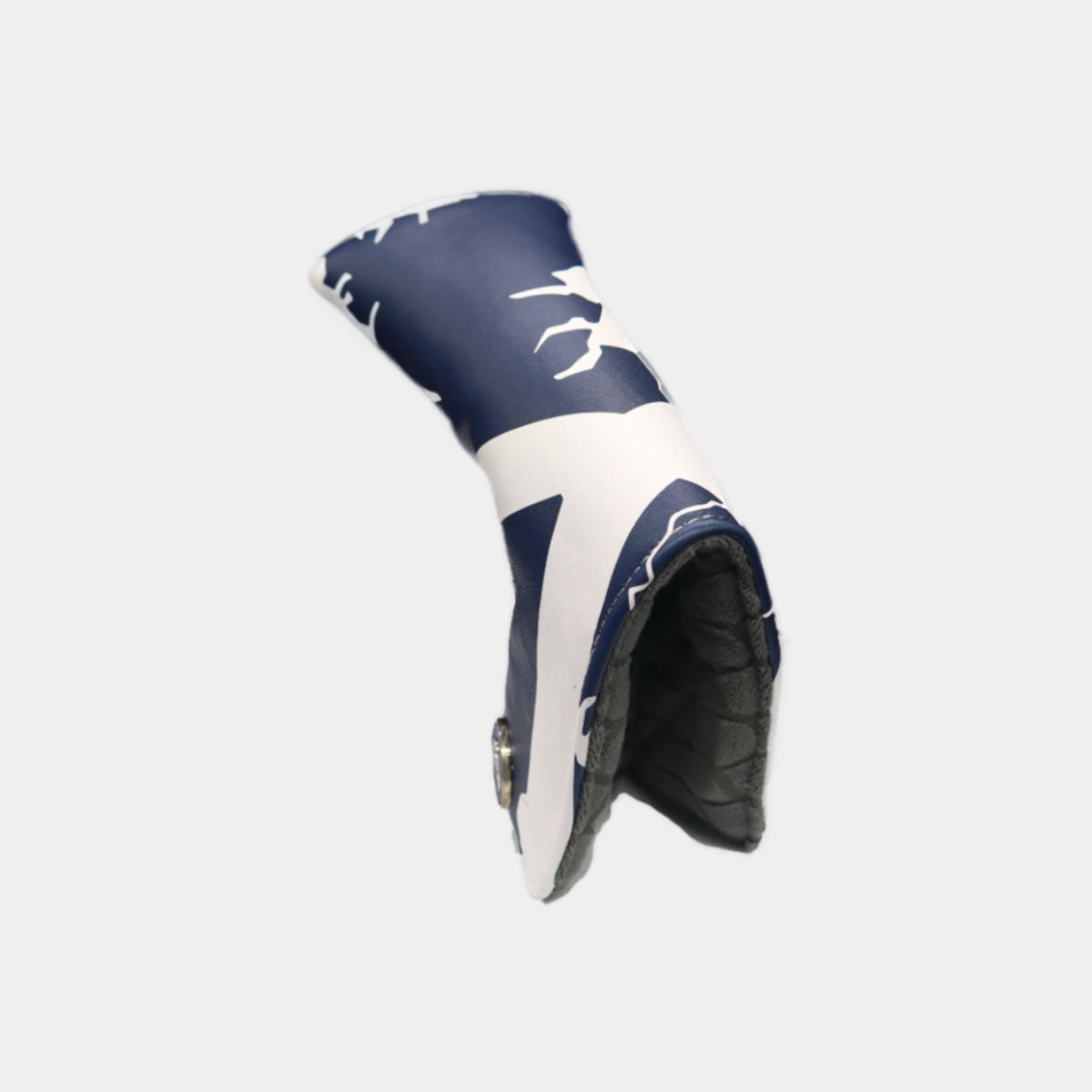 Scotland leather putter golf club replacement headcover. White and navy blue. Golf gift for men /women. Designer golf accessory. Waterproof. Digital print.