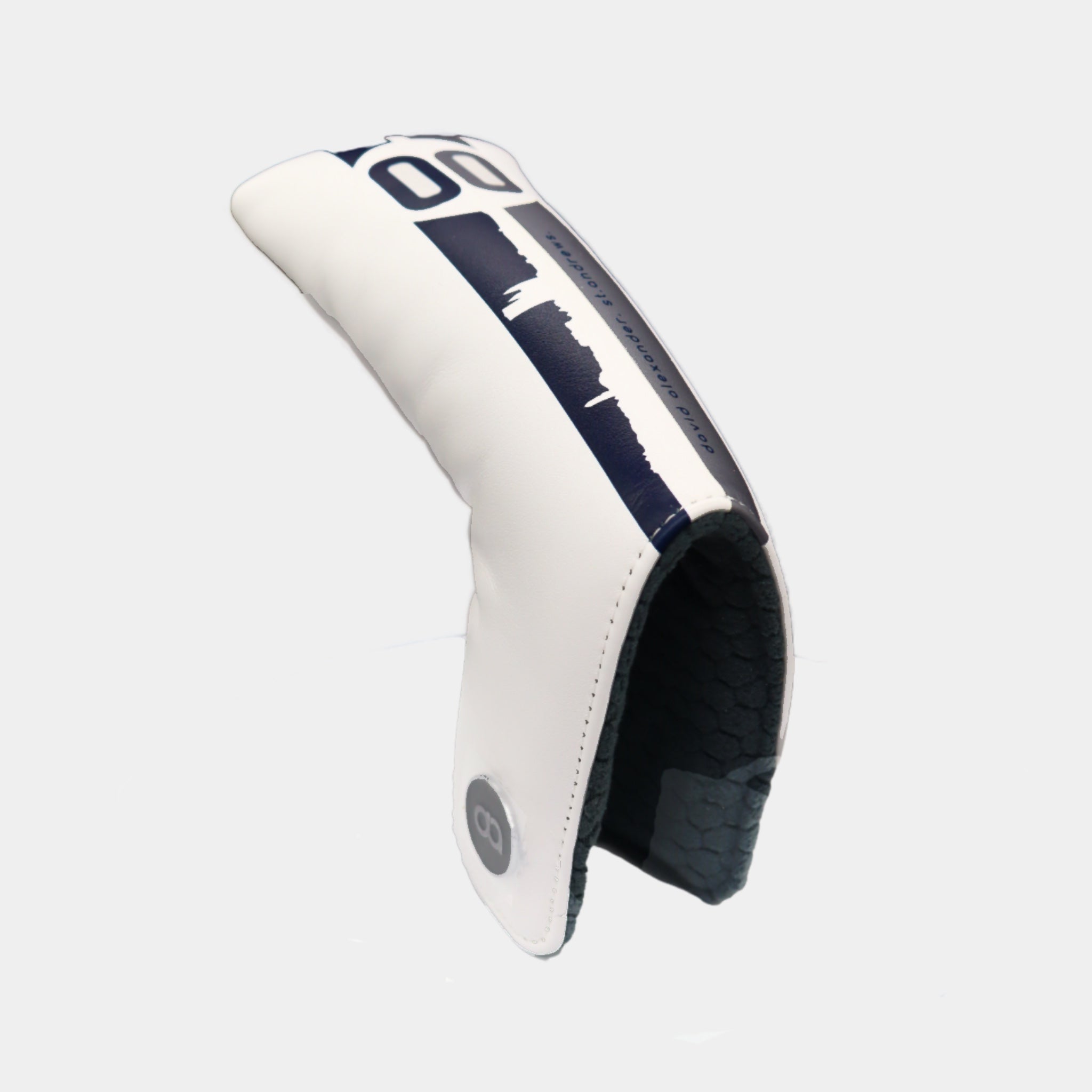 White St. Andrews leather putter golf club replacement headcover. Golf gift for women /men. Designer golf accessory. Waterproof. Digital print.