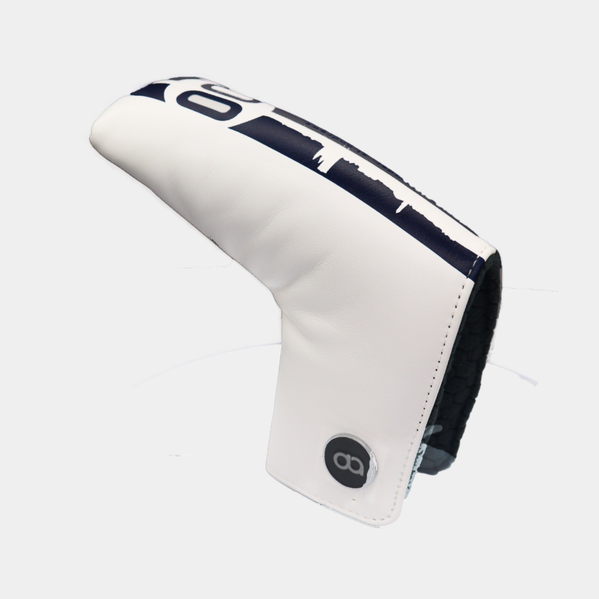 White St. Andrews leather putter golf club replacement headcover. Golf gift for women /men. Designer golf accessory. Waterproof. Digital print.