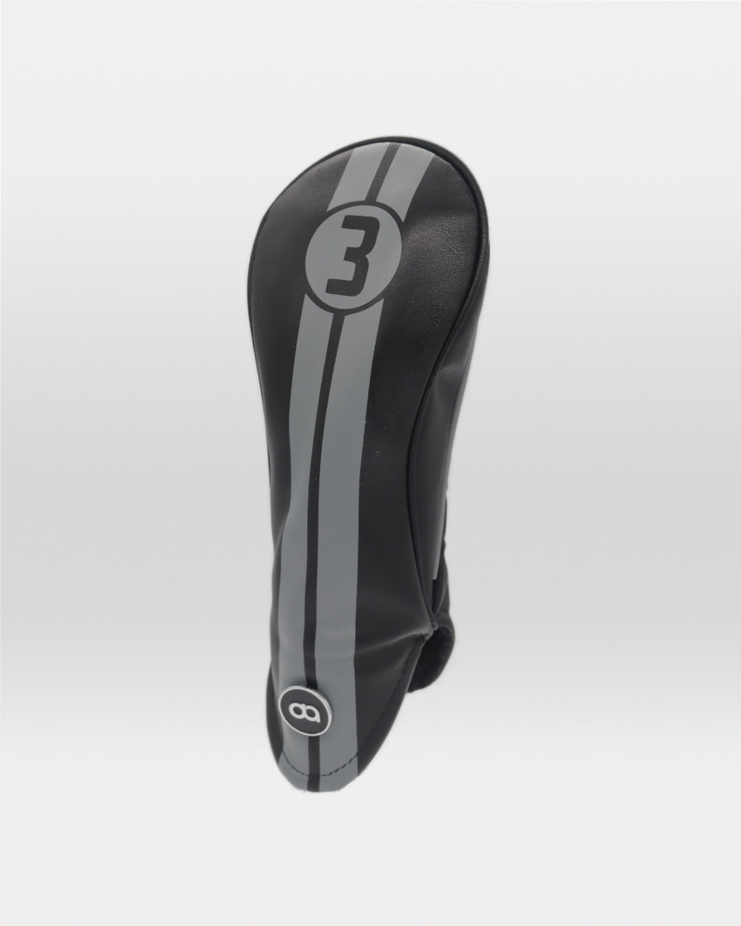 Black leather fairway golf club replacement headcover. Golf gift for men. Designer golf accessory. Waterproof. Digital print. Customisable.