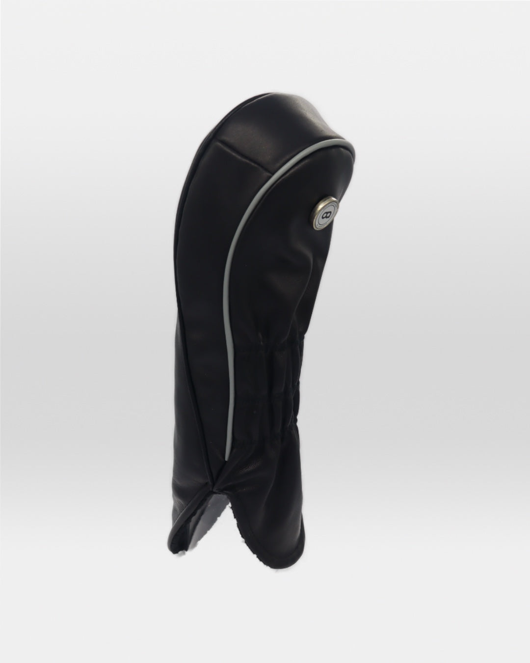 Black leather fairway golf club replacement headcover. Golf gift for men. Designer golf accessory. Waterproof. Digital print. Customisable.