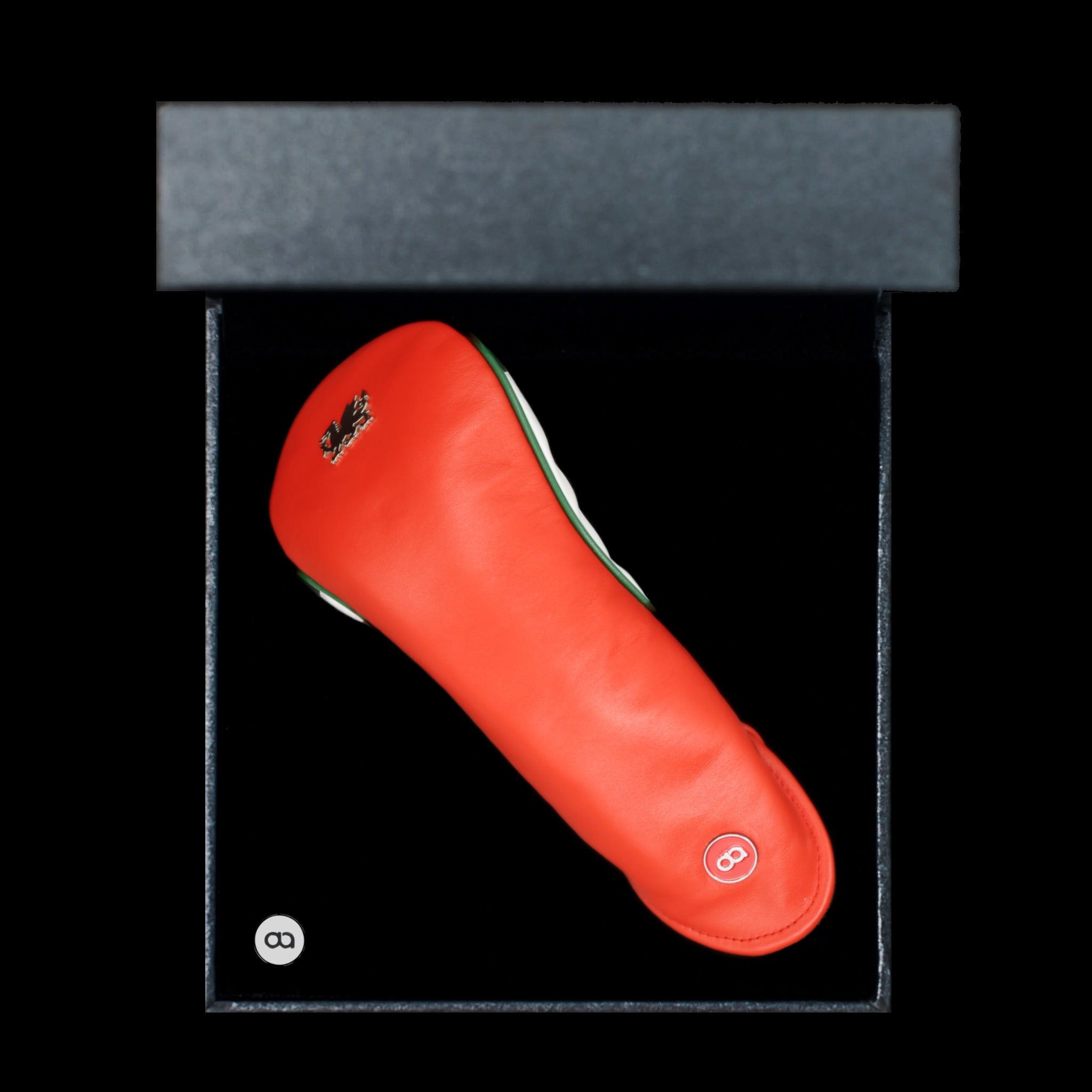 Wales red and white leather headcover in black gift box