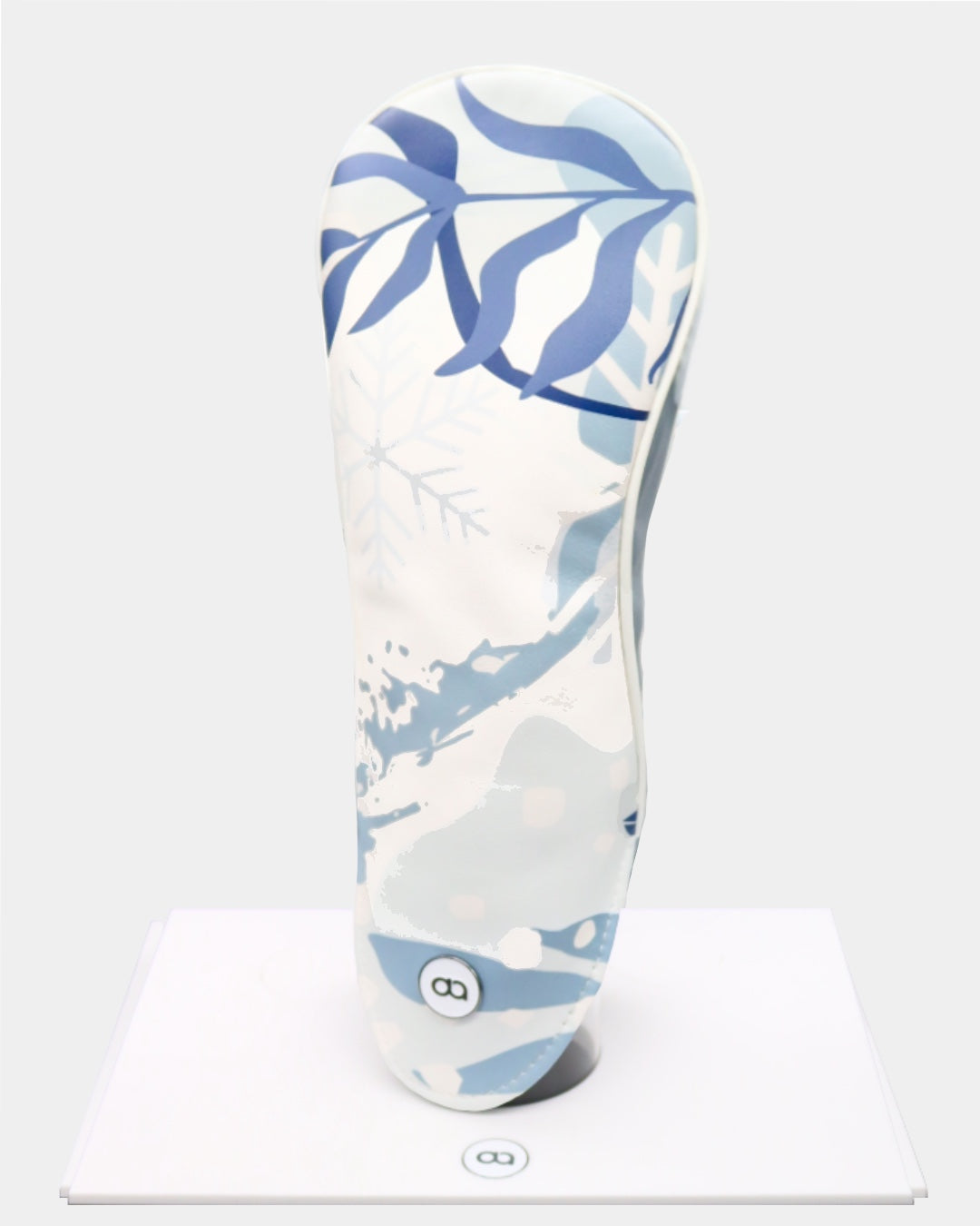 White and grey leather golf club replacement headcover. for a women. Digital 'winter' print.