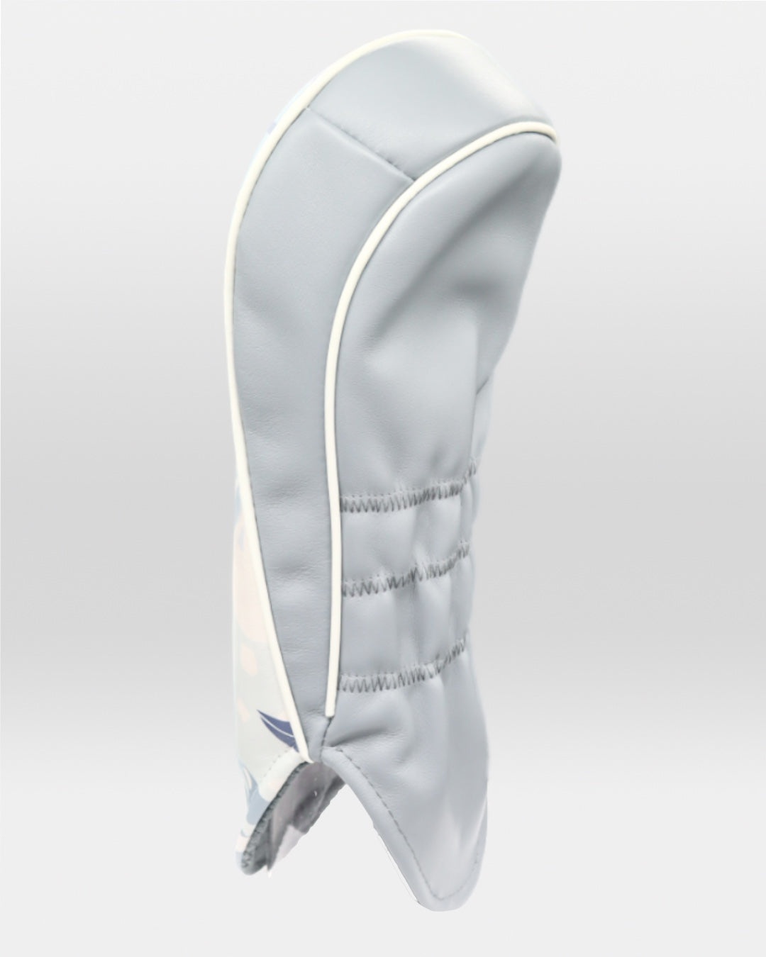 White and grey leather golf club replacement headcover. for a women. Digital 'winter' print.