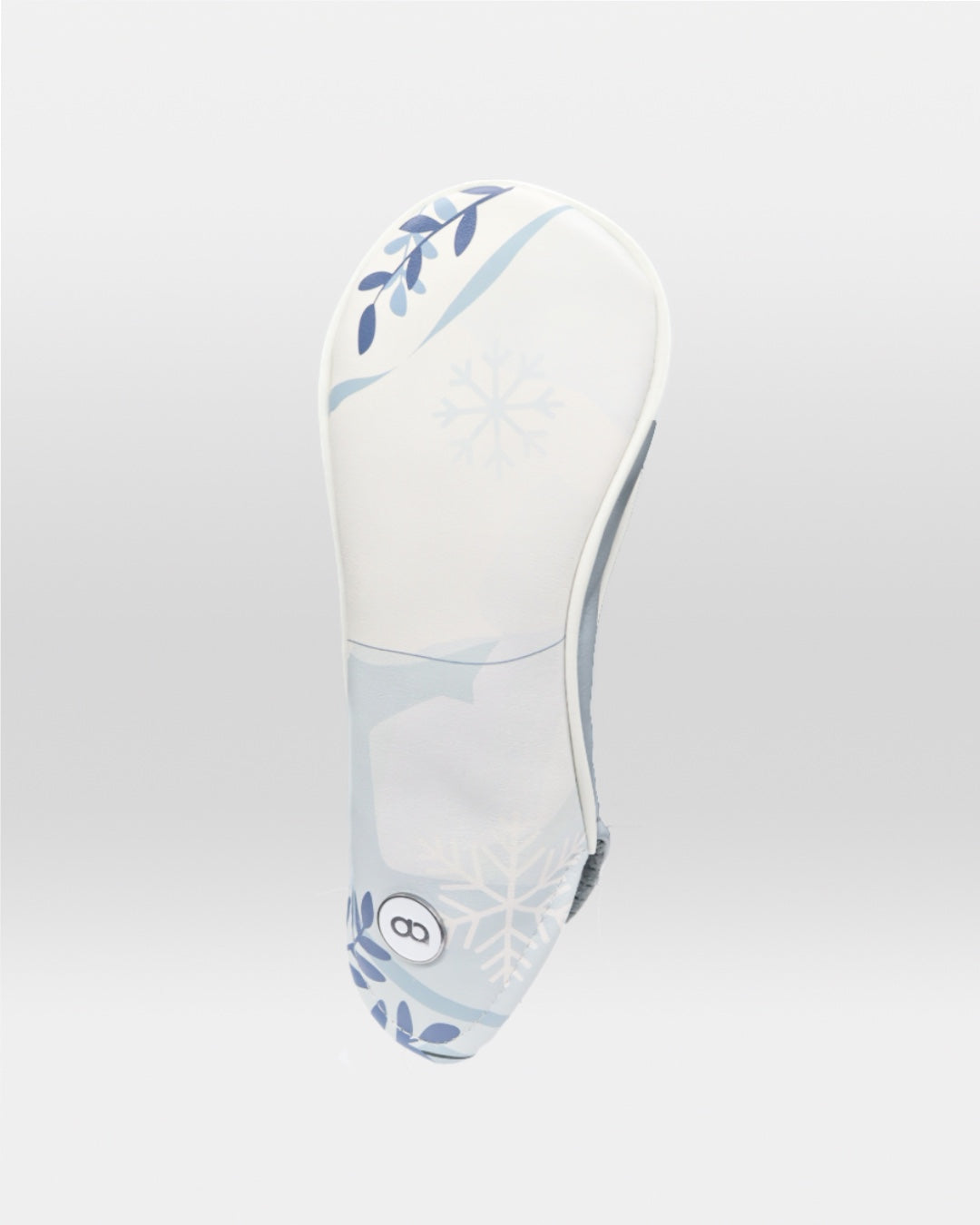 White and grey leather fairway golf club replacement headcover. Golf gift for women. Designer golf accessory. Waterproof. Digital print.