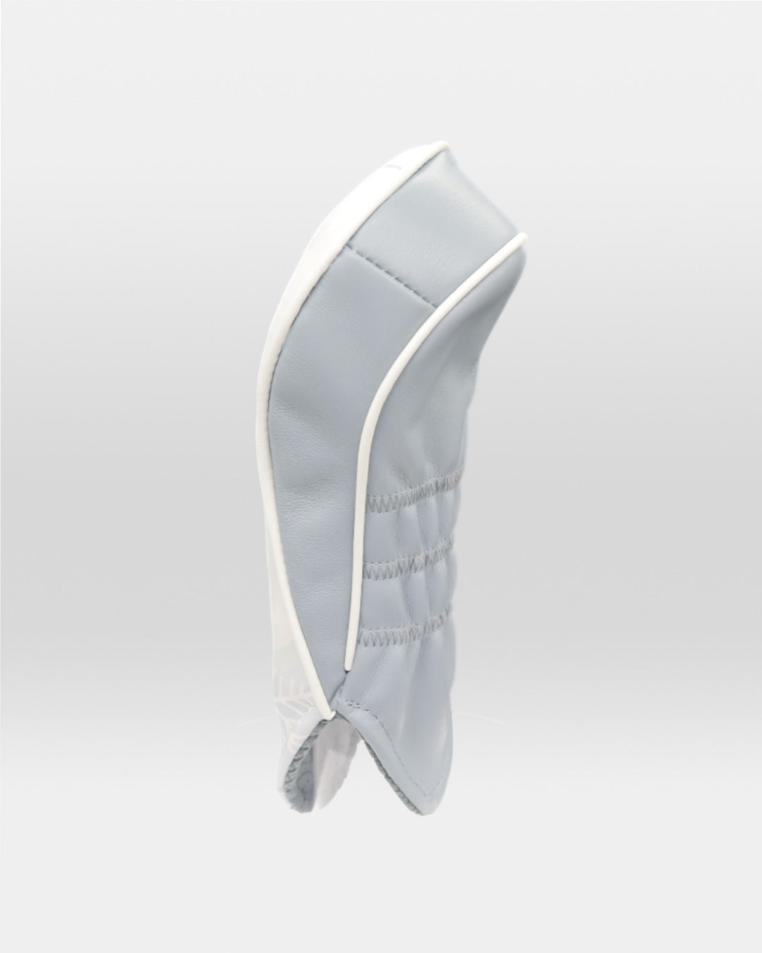 White and grey leather fairway golf club replacement headcover. Golf gift for women. Designer golf accessory. Waterproof. Digital print.