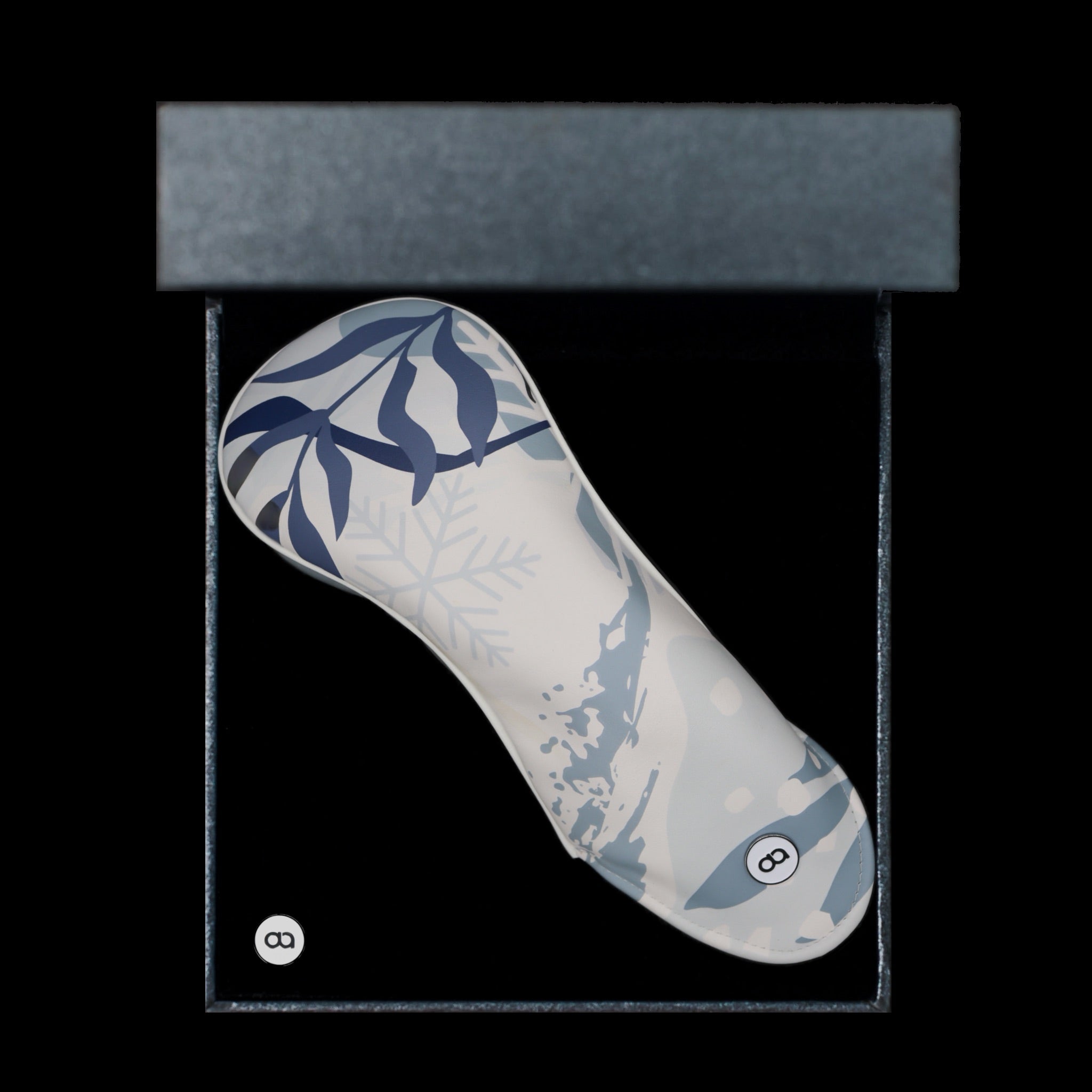 White and grey leather headcover in black gift box