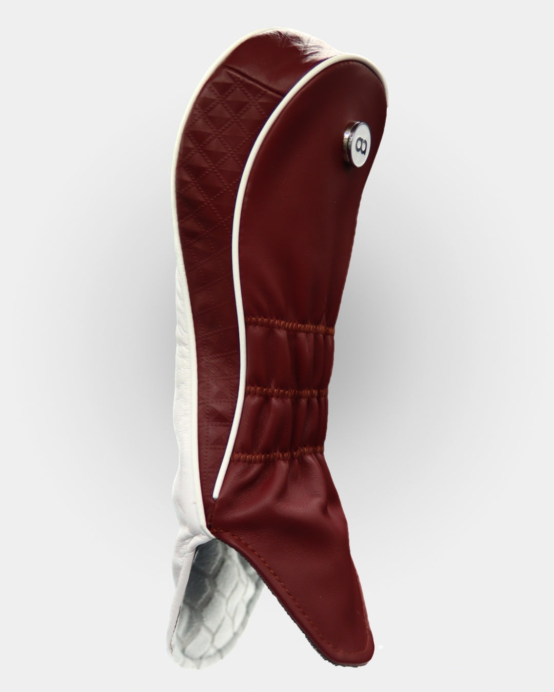 White and burgundy leather driver headcover by David Alexander