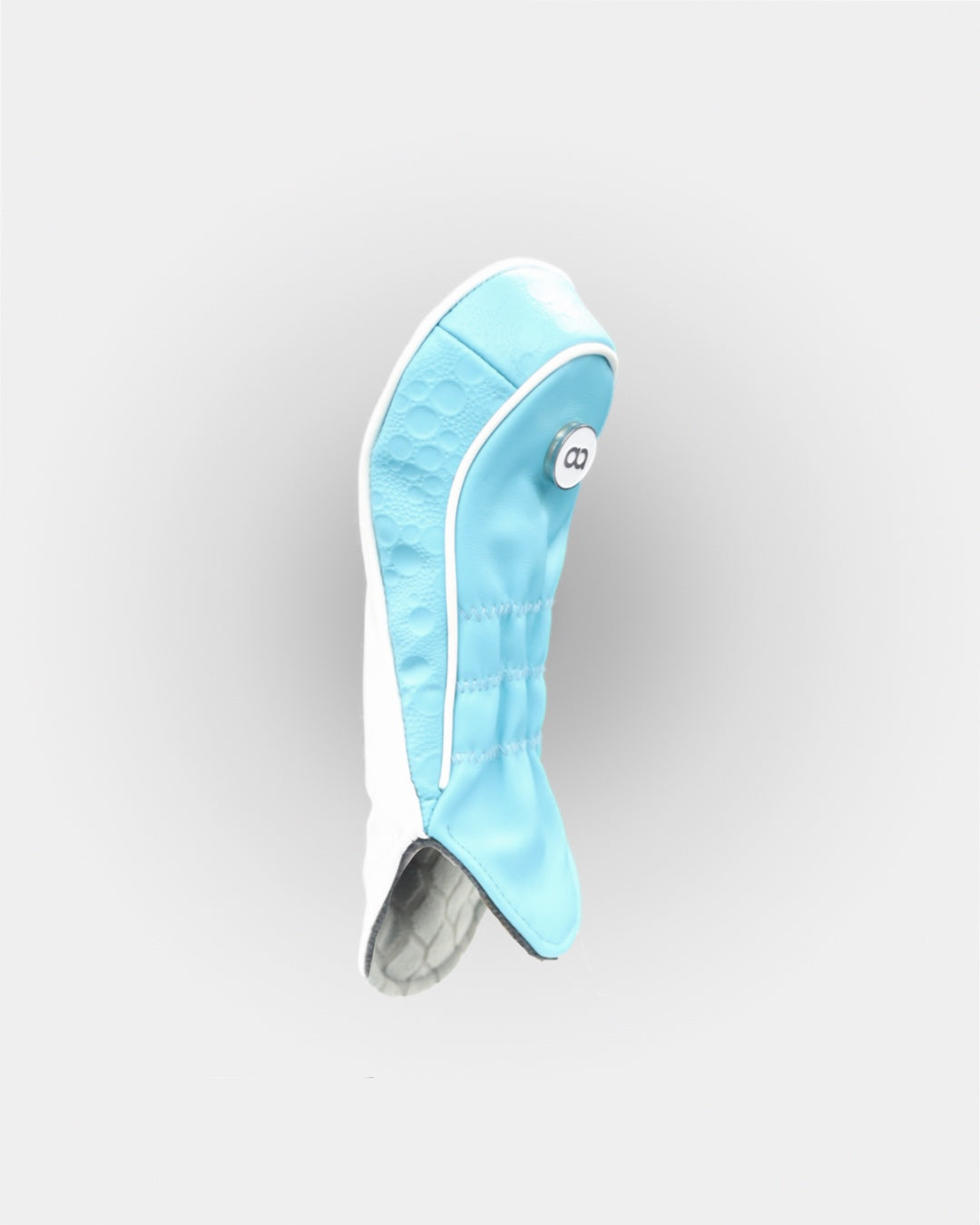 White and aqua blue leather hybrid  headcover by David Alexander. 