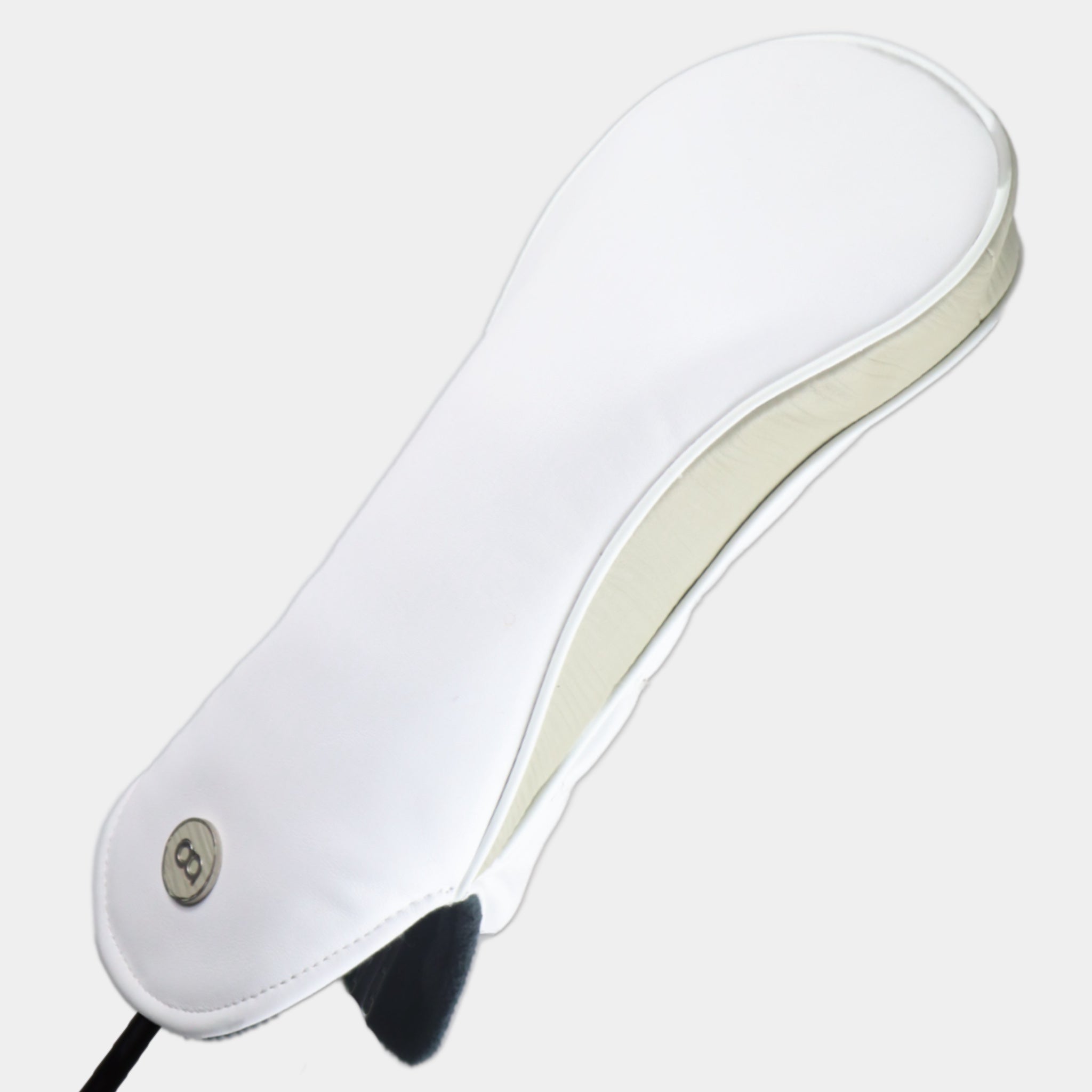 White and sand leather driver golf club replacement headcover. Golf gift for women. Designer golf accessory. Waterproof. Leather emboss.