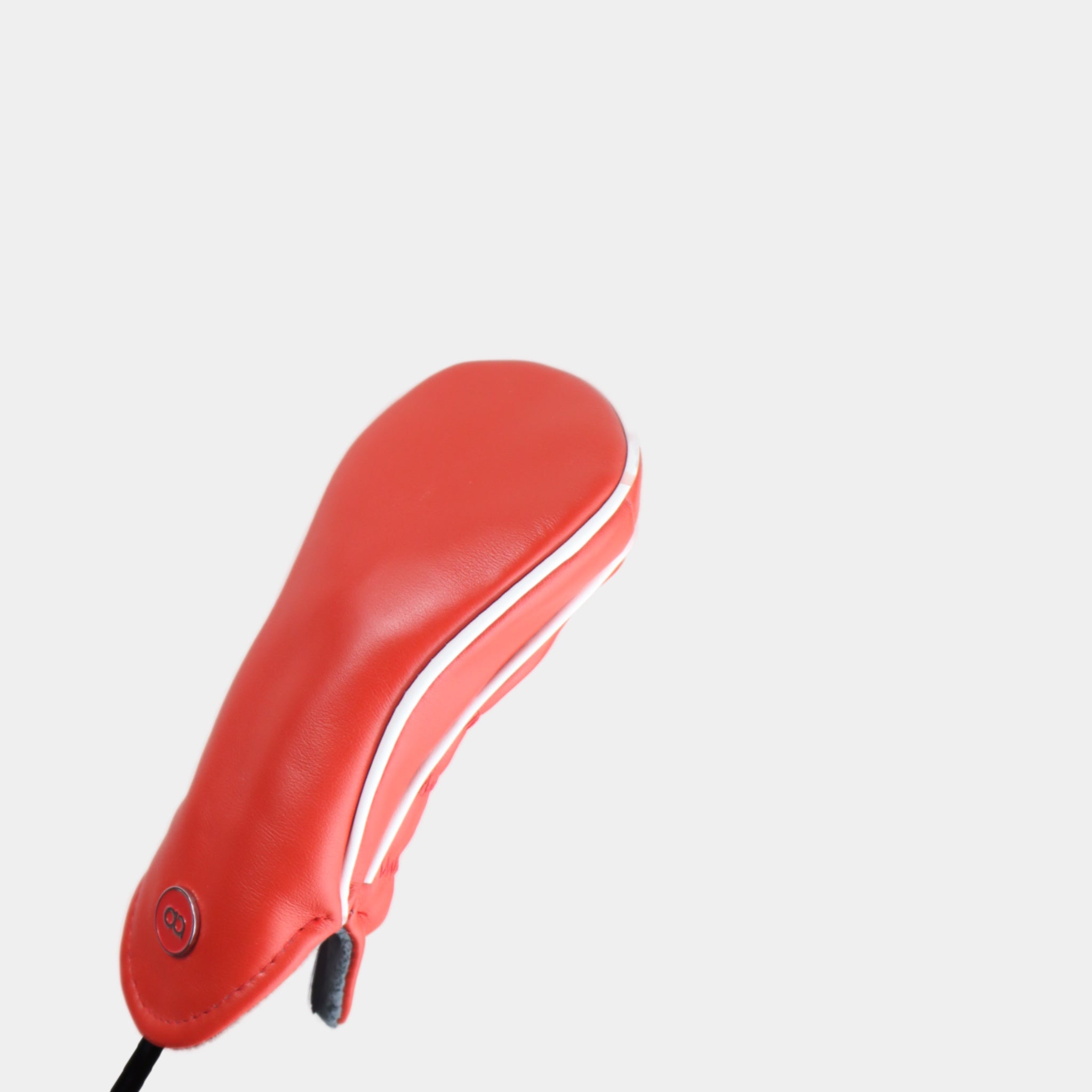 Red and white leather hybrid golf club replacement headcover. Golf gift for men /women. Designer golf accessory. Waterproof.