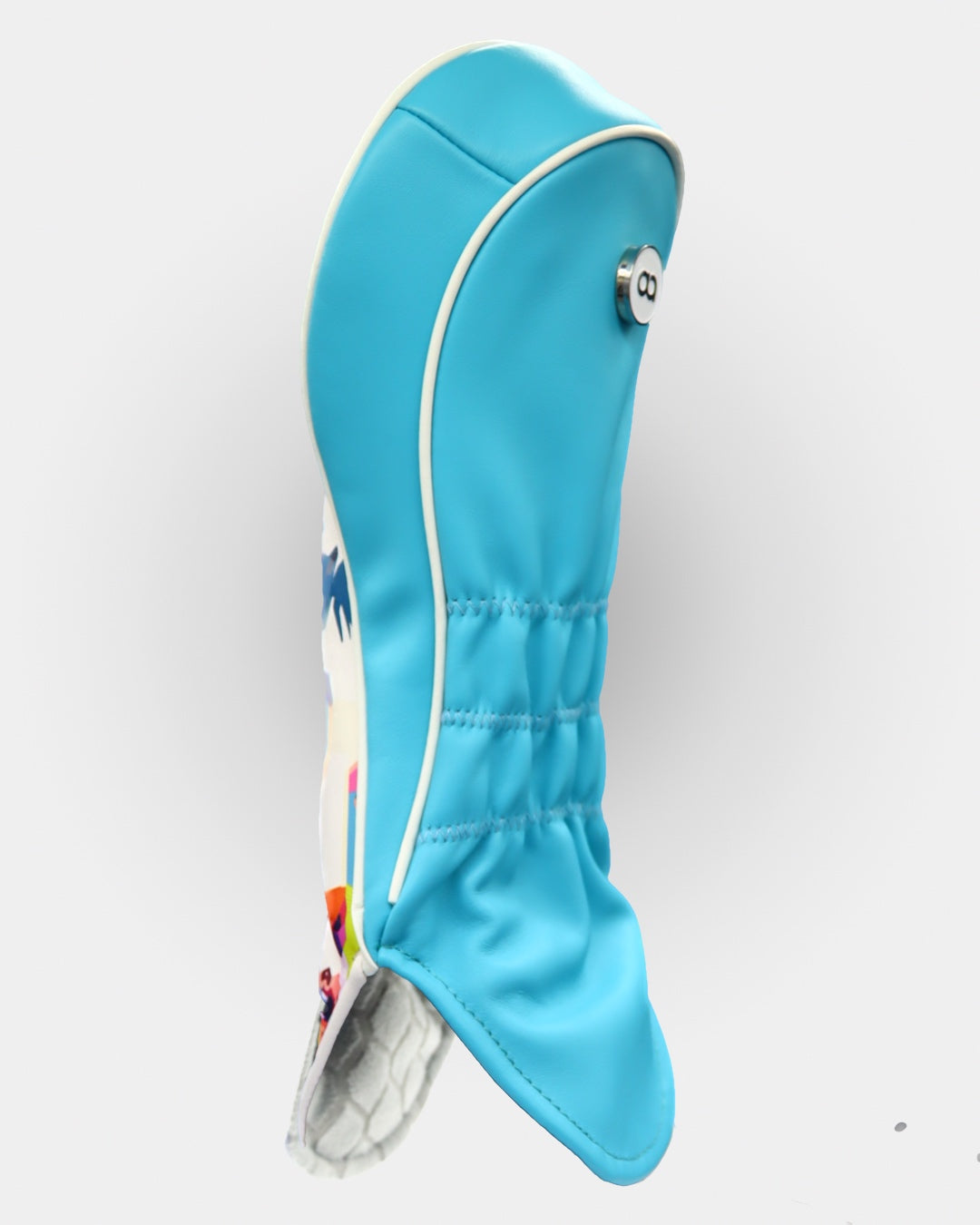 White and aqua blue leather headcover by David Alexander Golf