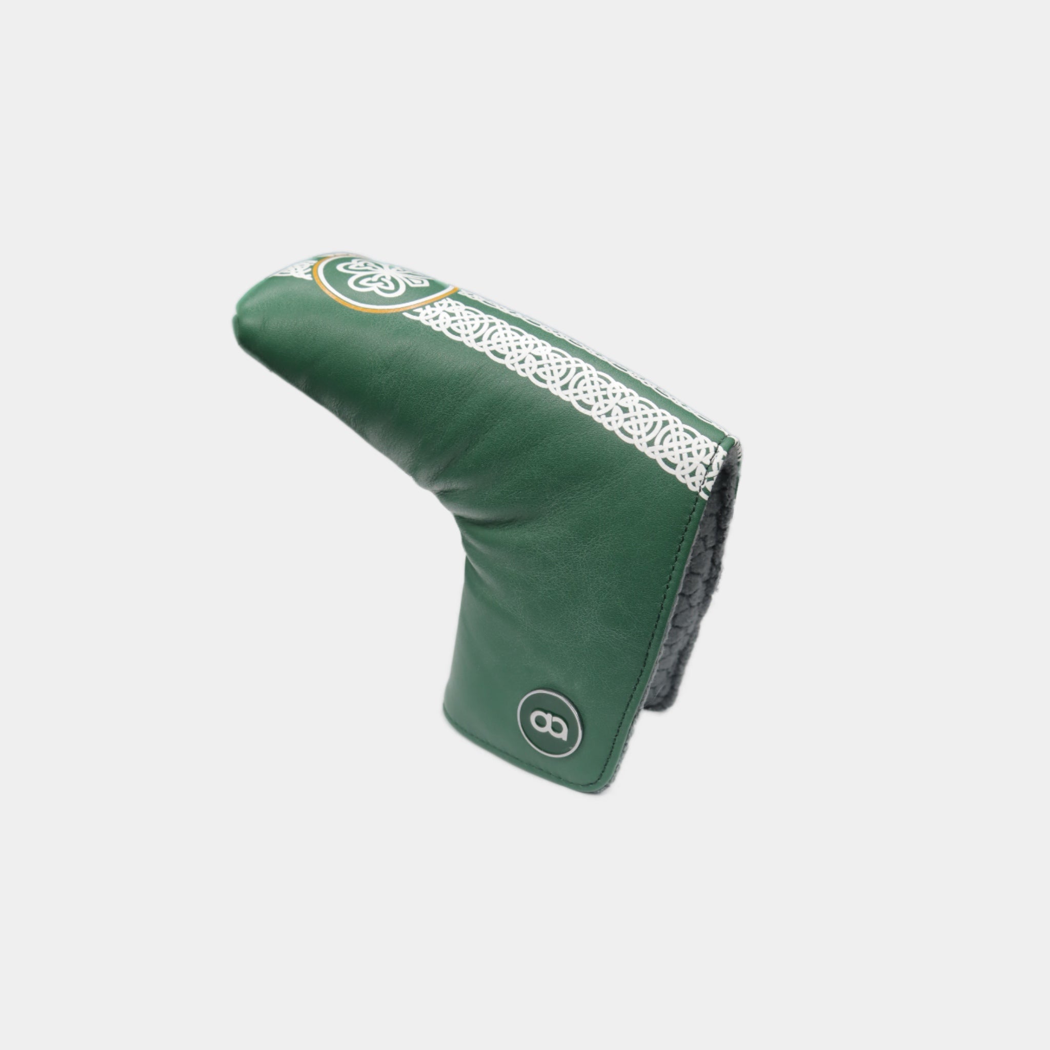 Ireland leather putter golf club replacement headcover. Green and white. Golf gift for men /women. Designer golf accessory. Waterproof. Digital print. 