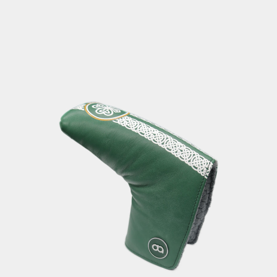 Ireland leather putter golf club replacement headcover. Green and white. Golf gift for men /women. Designer golf accessory. Waterproof. Digital print. 