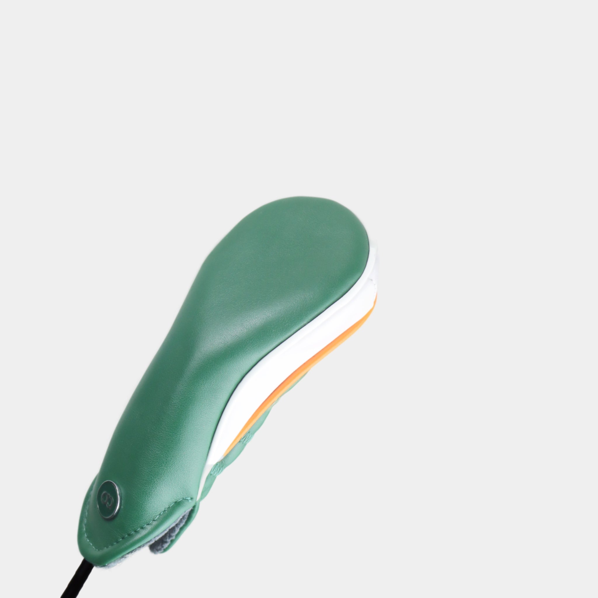 Ireland leather hybrid golf club replacement headcover. Green with white sides, Golf gift for men /women. Designer golf accessory. Waterproof. Chrome emblem. Customisable.